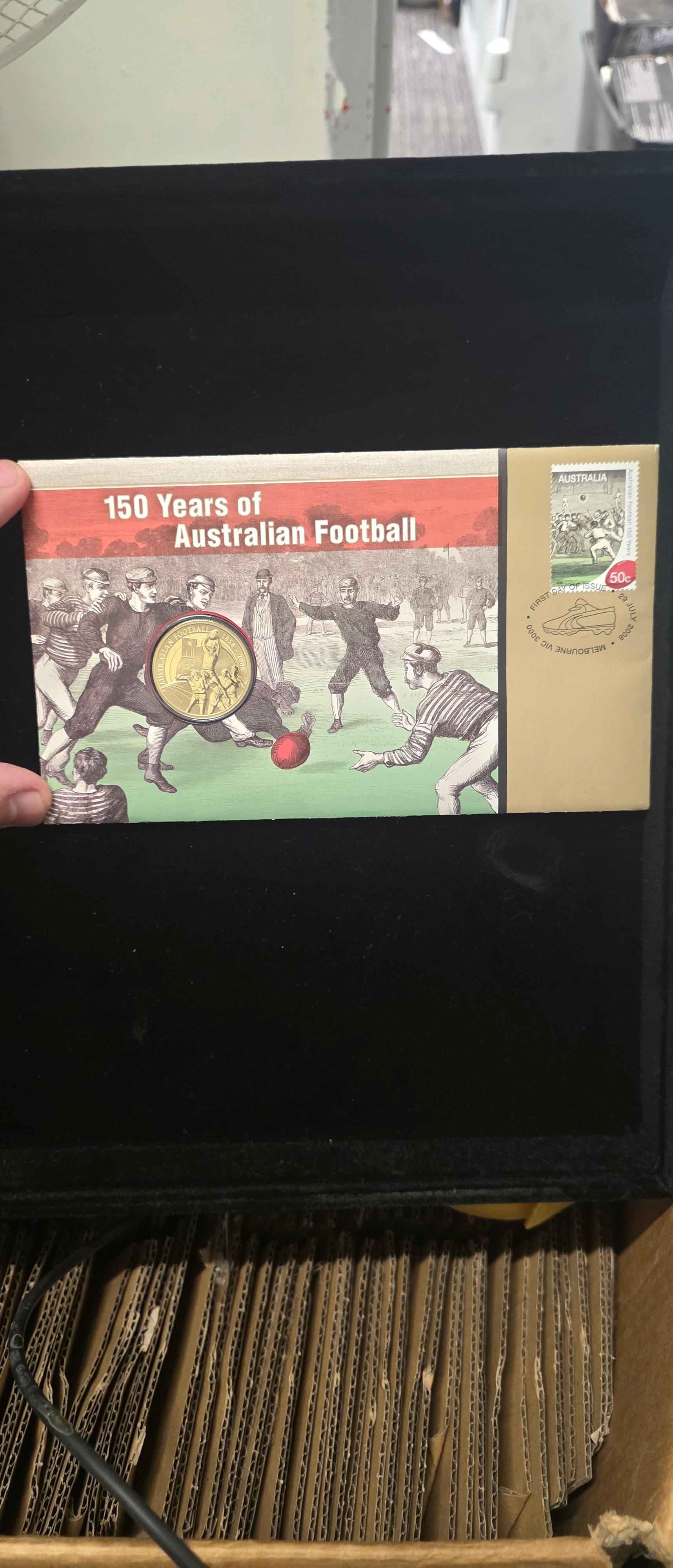 #046 150 Years of Australian Football 2008 $1 Coin & 50c Stamp PNC – Australia Post Collectible