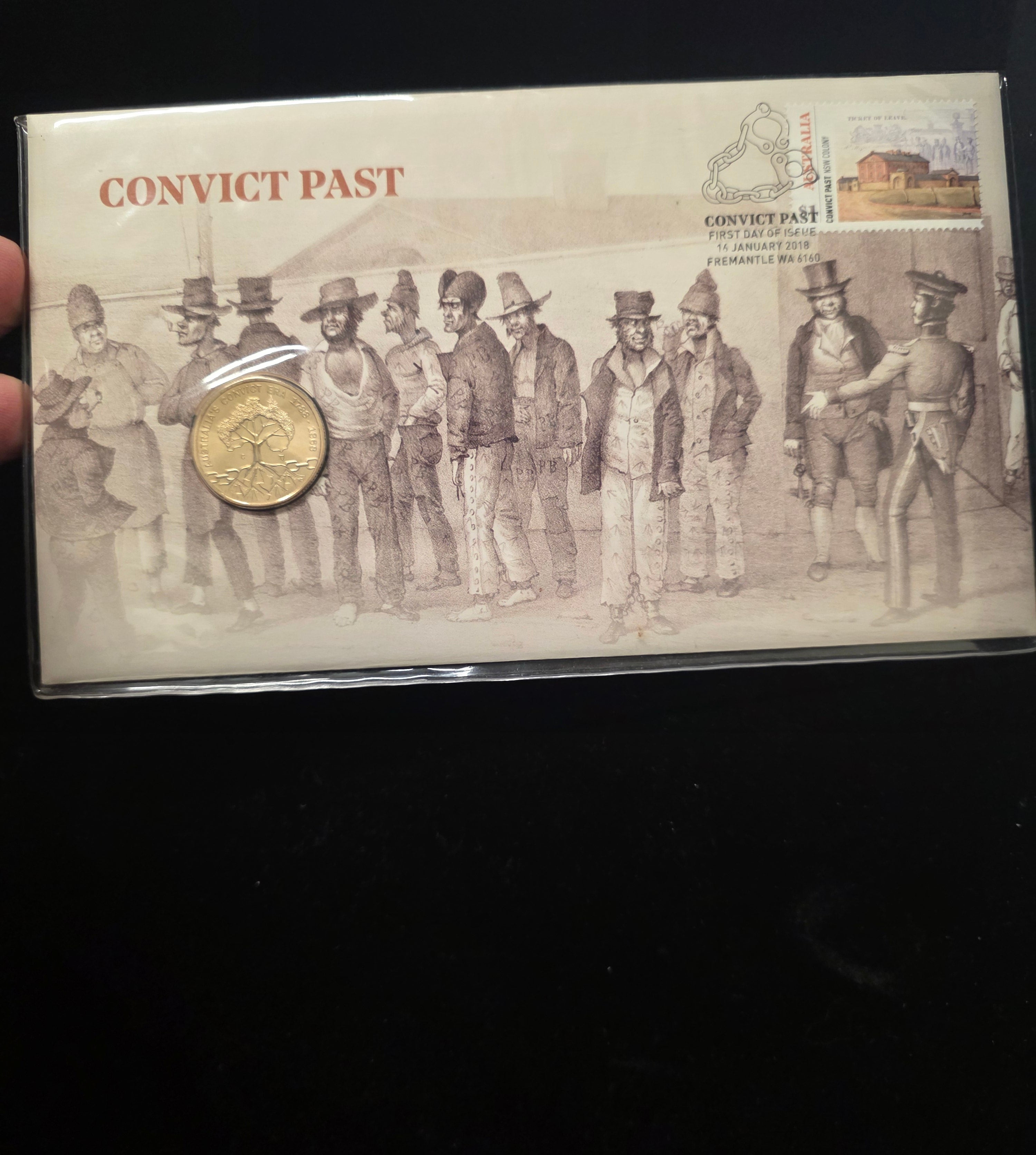 #121 2018 “Convict Past” PNC • Australian $1 Coin & Stamp First Day Cover