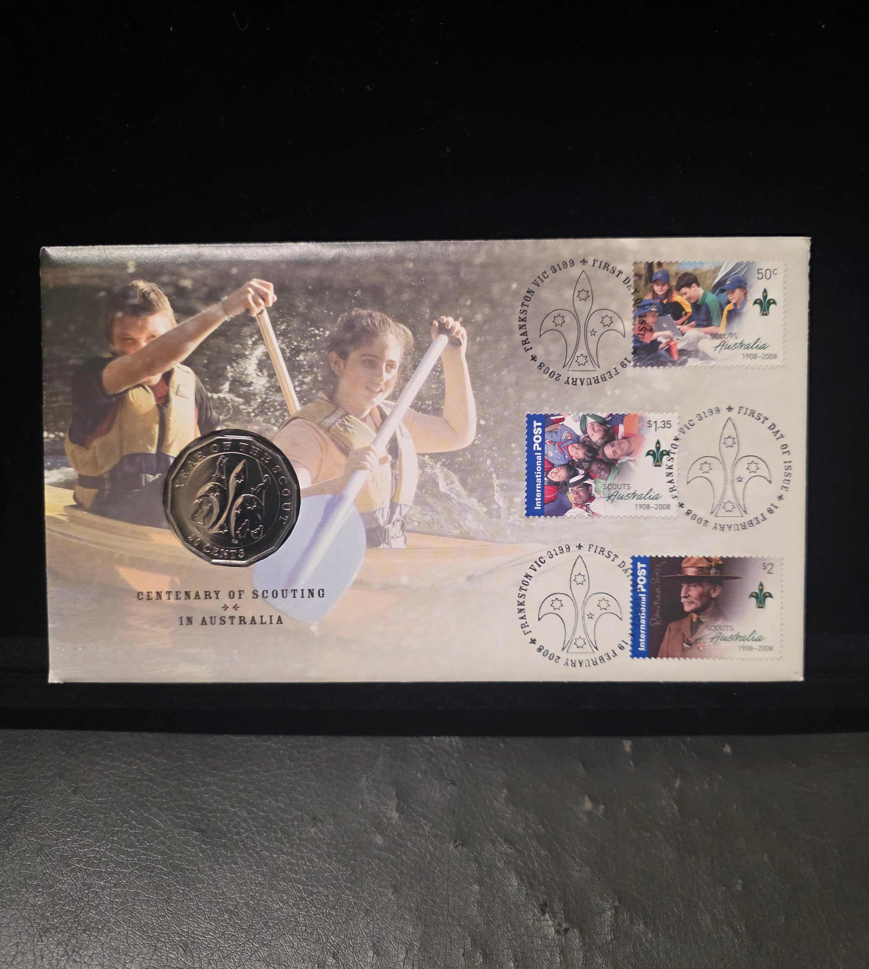 #132 2008 Centenary of Scouting Australia PNC – 50c Uncirculated Coin + Stamp Cover