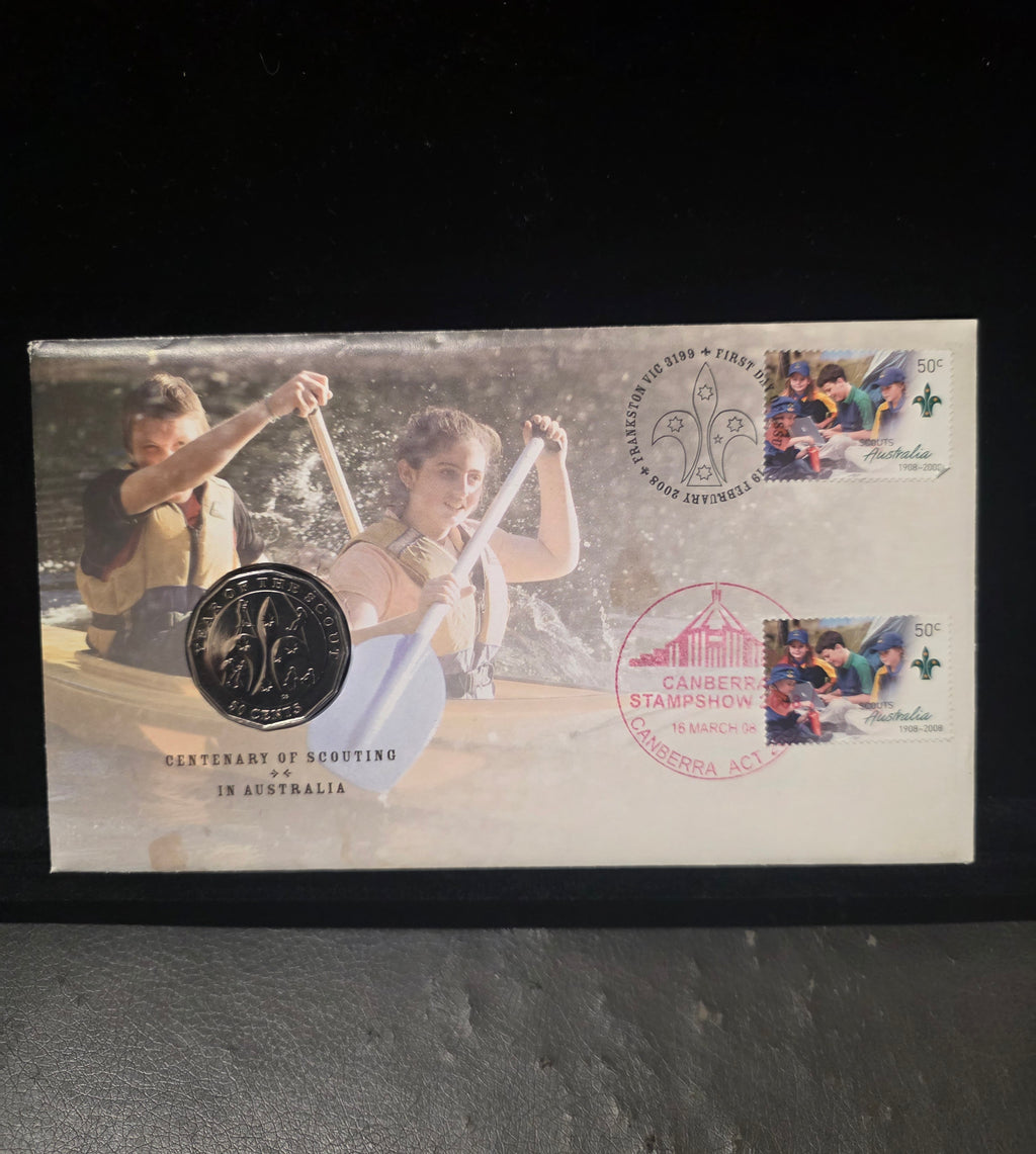 #133 Centenary of Scouting in Australia 2008 PNC – 50c Coin & Stamp Pack (Australia Post)