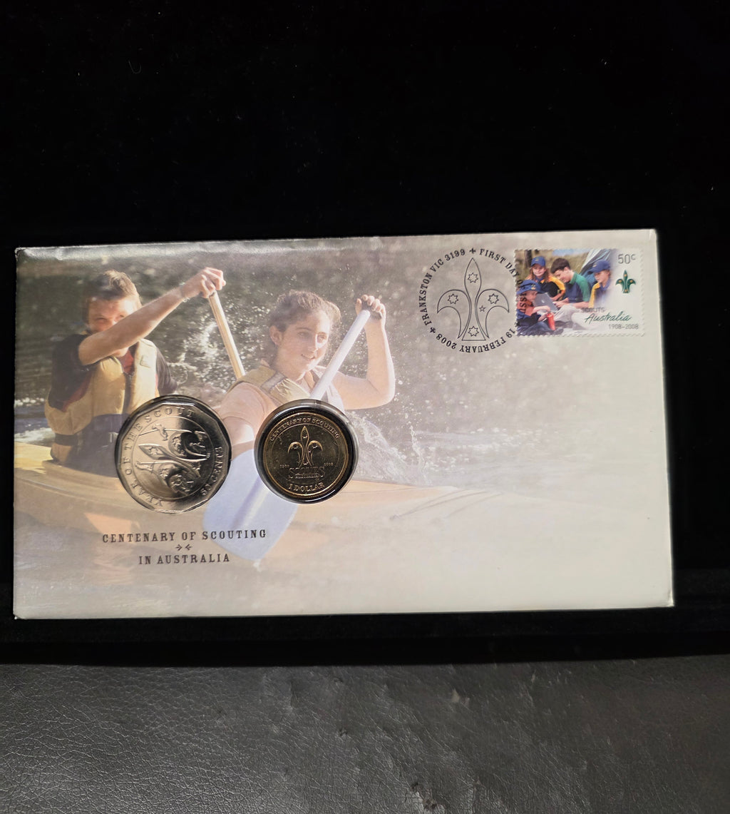 #139 2008 Centenary of Scouting Australia PNC – $1 & 20c Coin Set