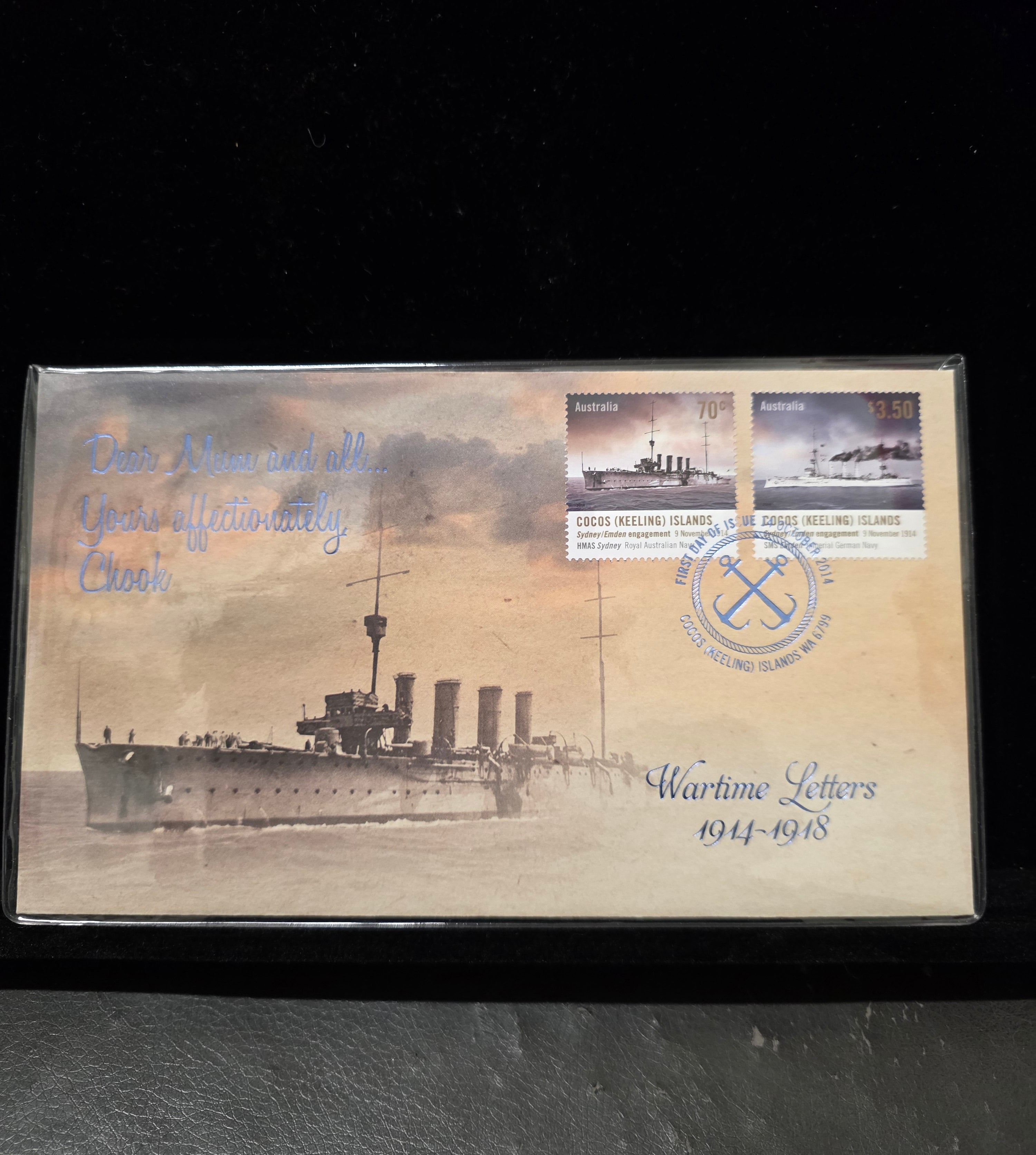 #140 Wartime Letters 1914–1918 Limited Edition Postal Cover #545/5000 (HMAS Sydney vs SMS Emden)