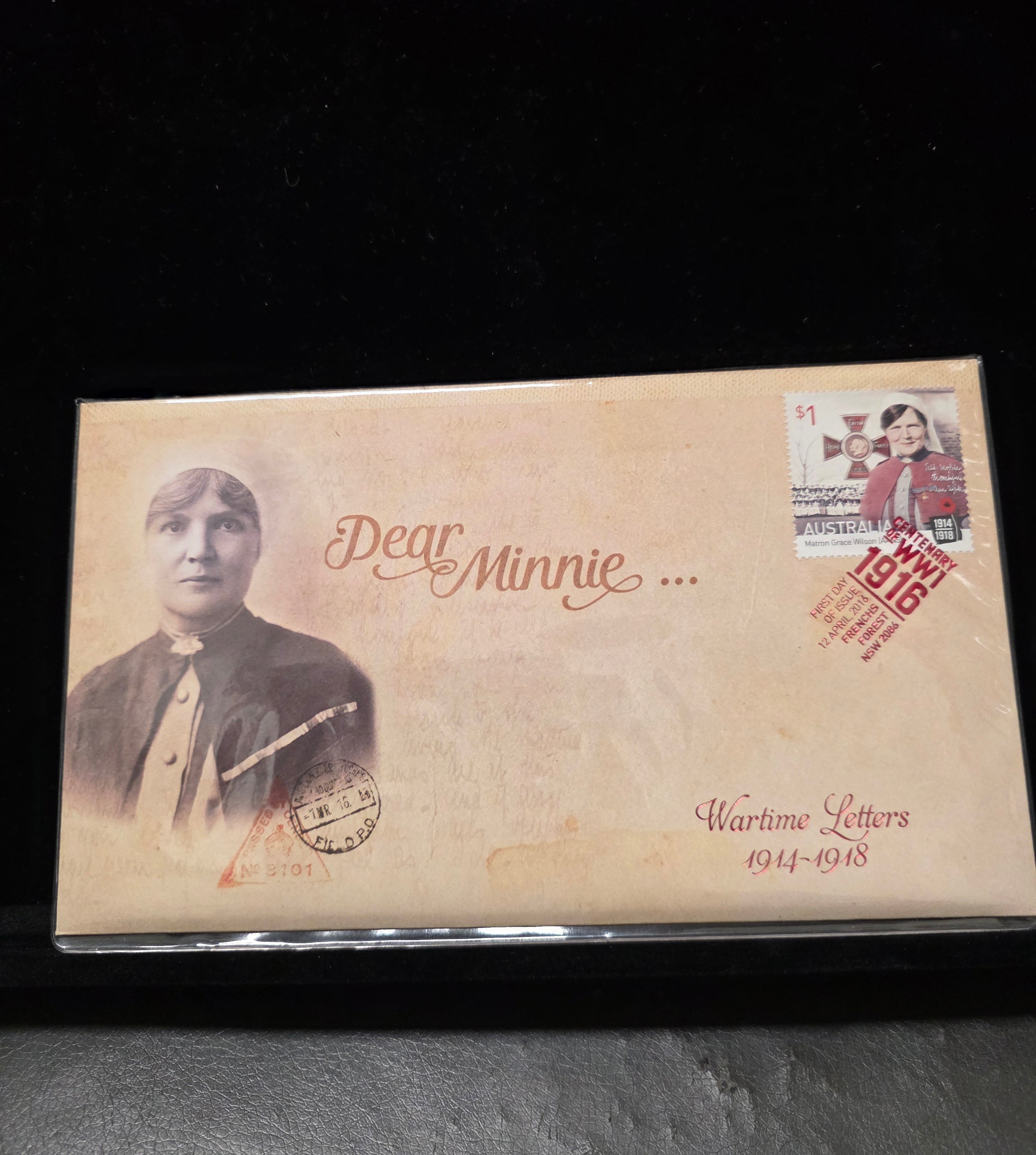 #166 Dear Minnie Wartime Letters 1914–1918 Commemorative Cover with $1 Australia Stamp