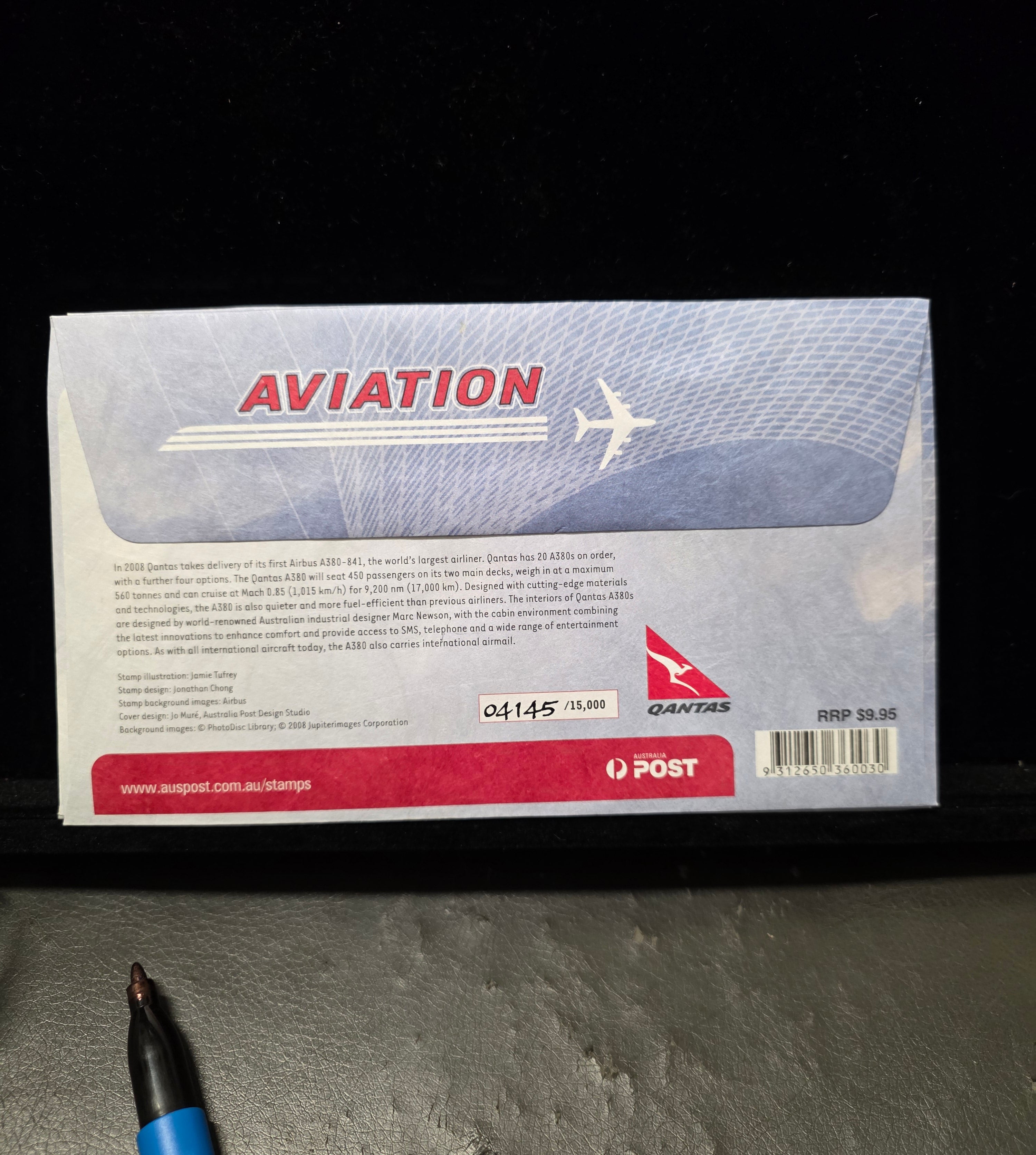 #174 Aviation Airbus A380 Qantas Limited Edition Stamp & Medallion Cover (#4145/15000)