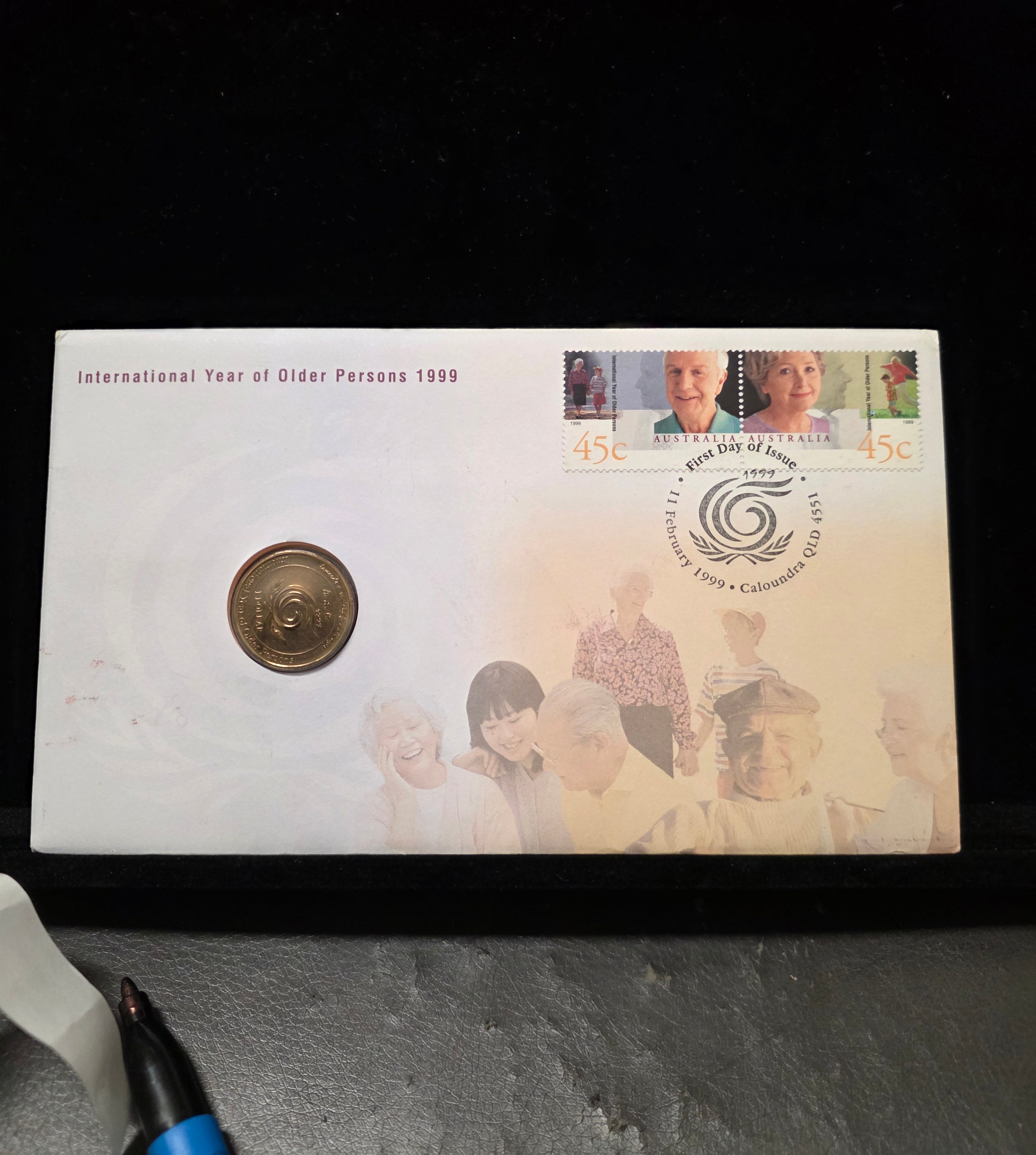 #175 1999 International Year of Older Persons $1 Coin & Stamp PNC – Australia First Day Cover