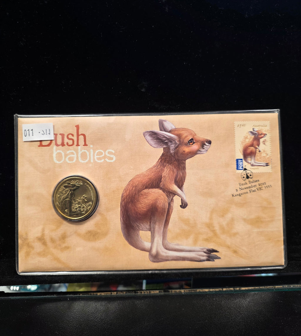 #011 Bush Babies 2011 Kangaroo PNC – Australia Post Coin & Stamp Collectible