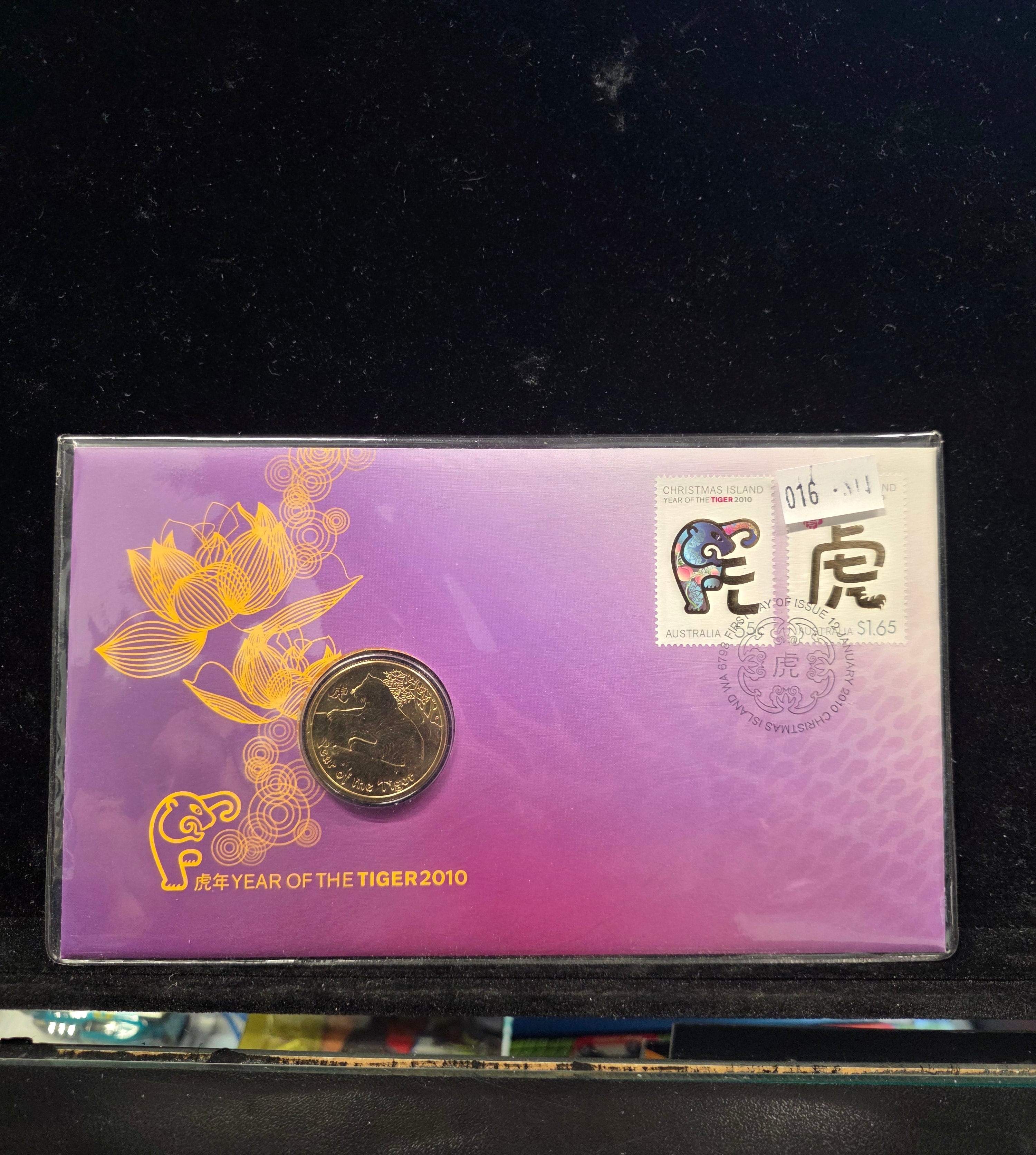 #016 2010 Australia Post Year of the Tiger Coin & Stamp PNC – Lunar Zodiac Collectible