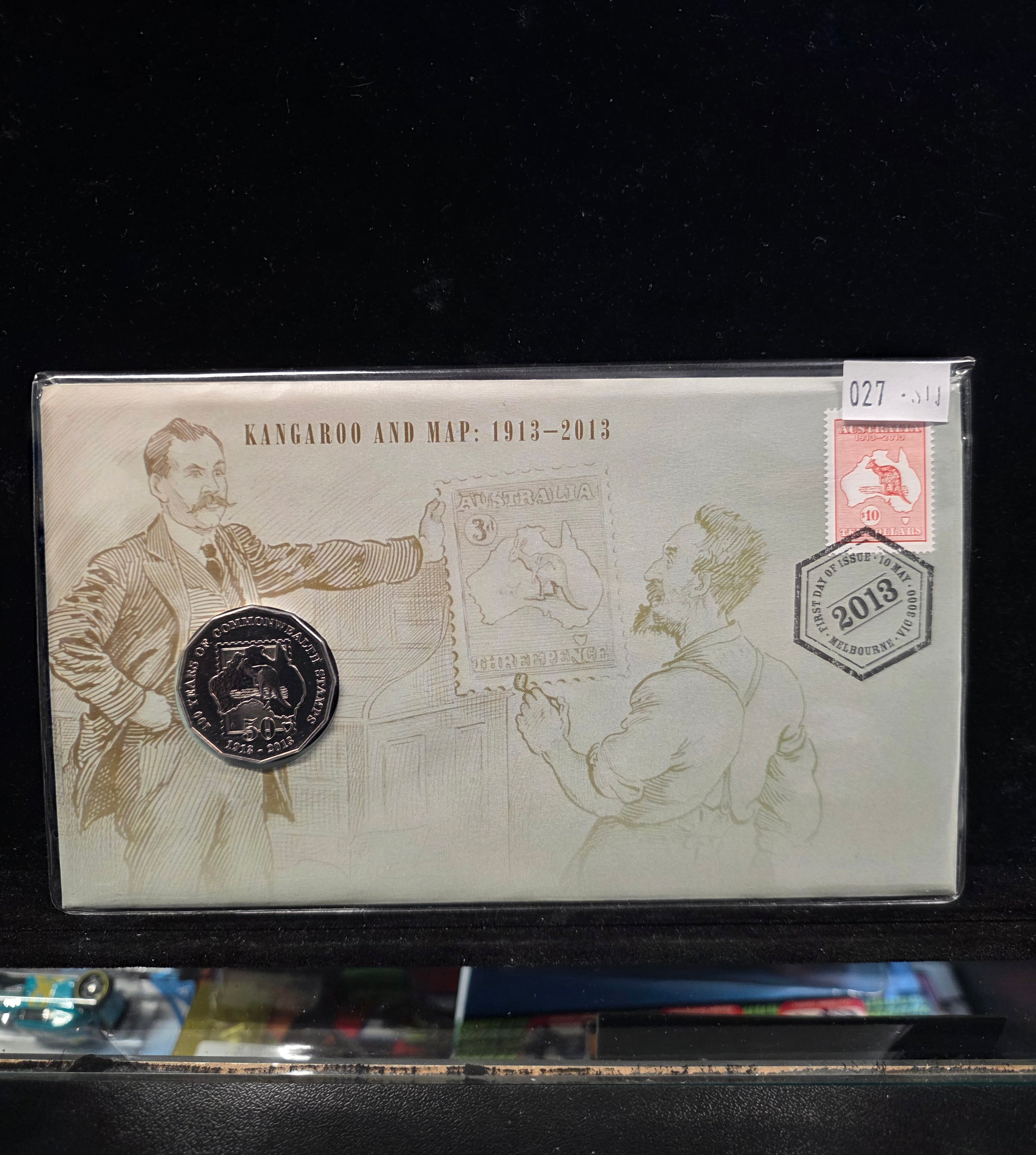#027 Kangaroo & Map 1913–2013 Australian Stamp & 50c Coin PNC – Limited Issue