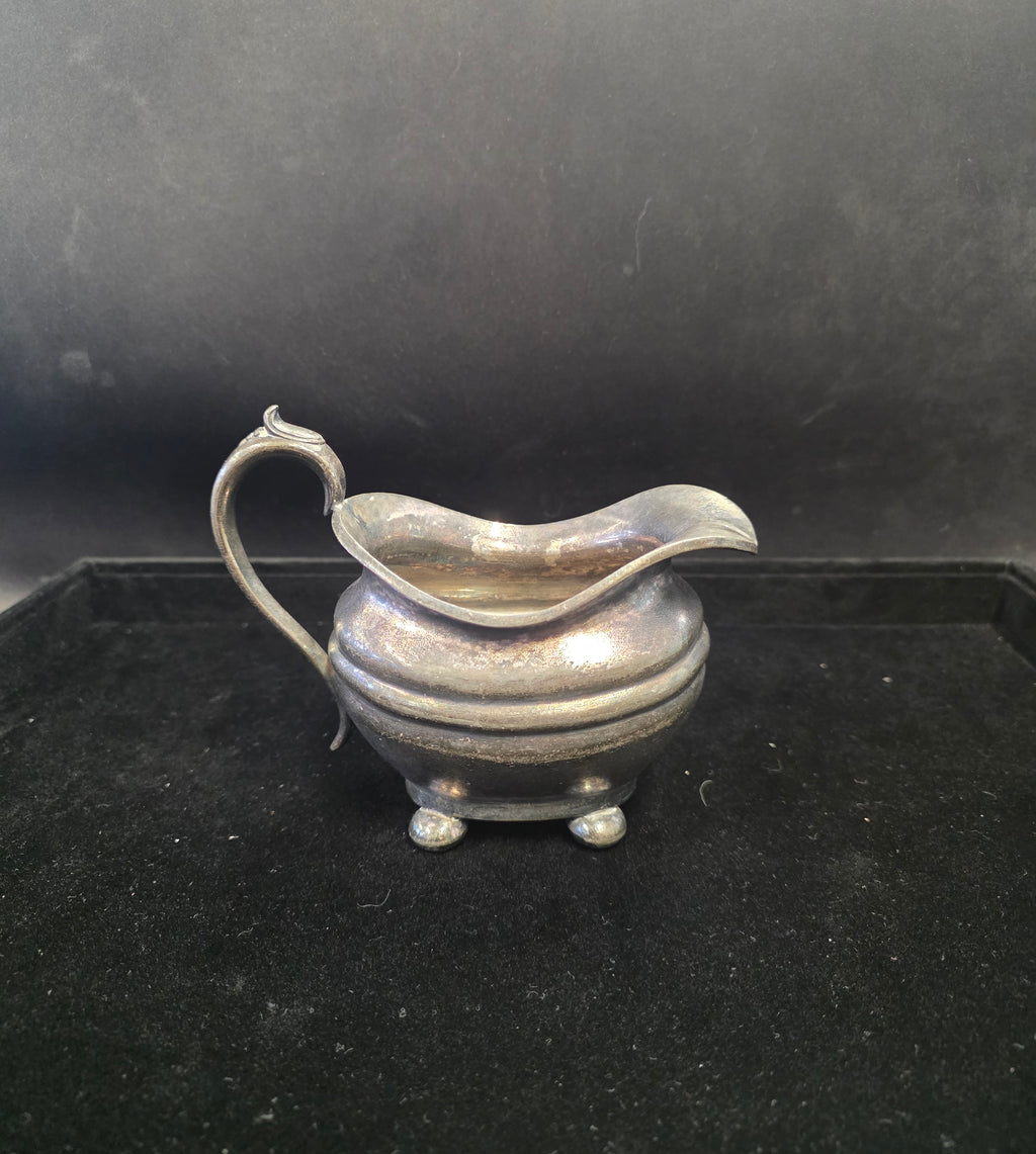 #P021 Vintage Silverplate Footed Creamer Pitcher – Ornate Handle Small Jug