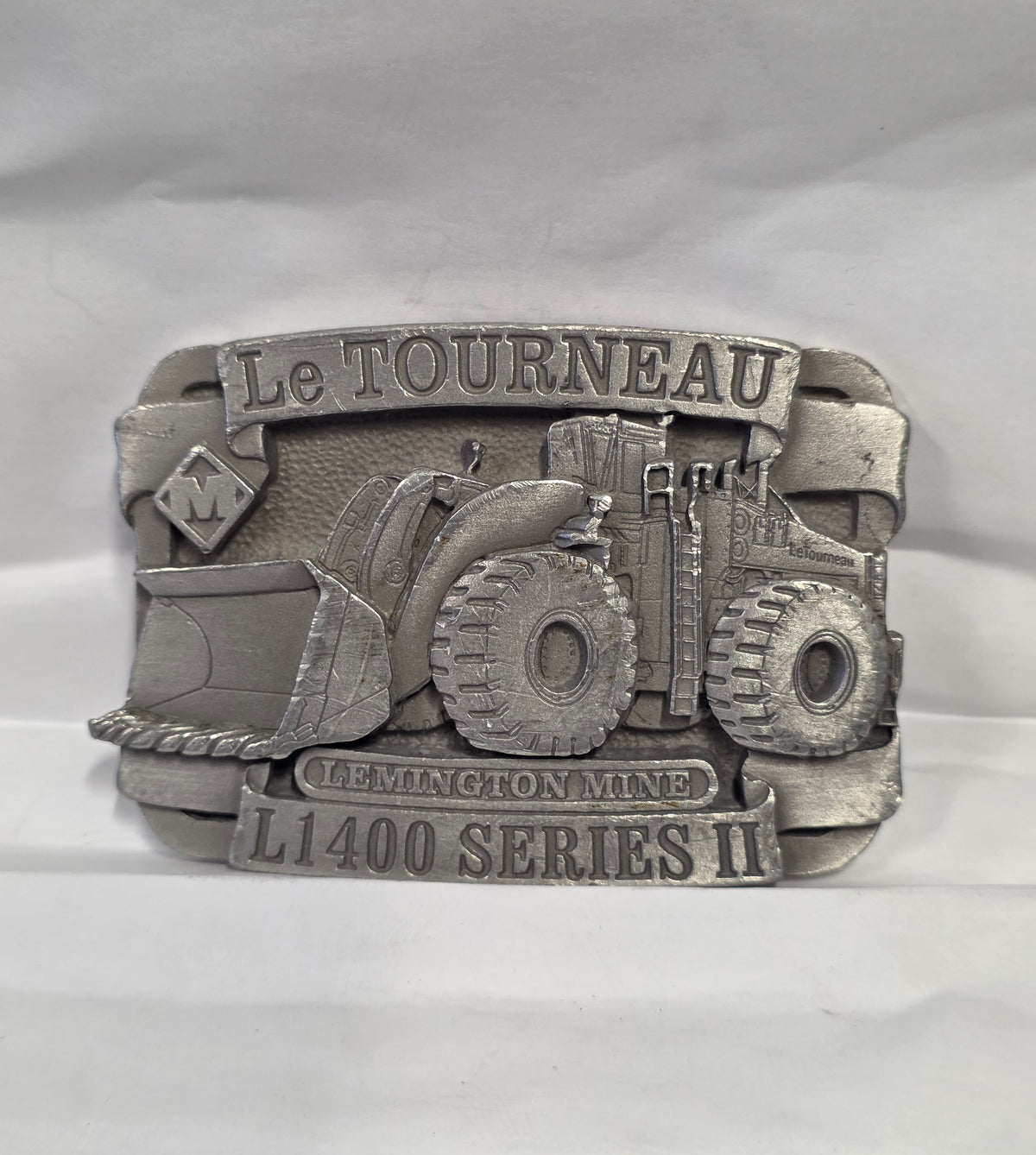 #P022 Vintage LeTourneau L1400 Series II Lemington Mine Pewter Belt Buckle – Benson House Australia