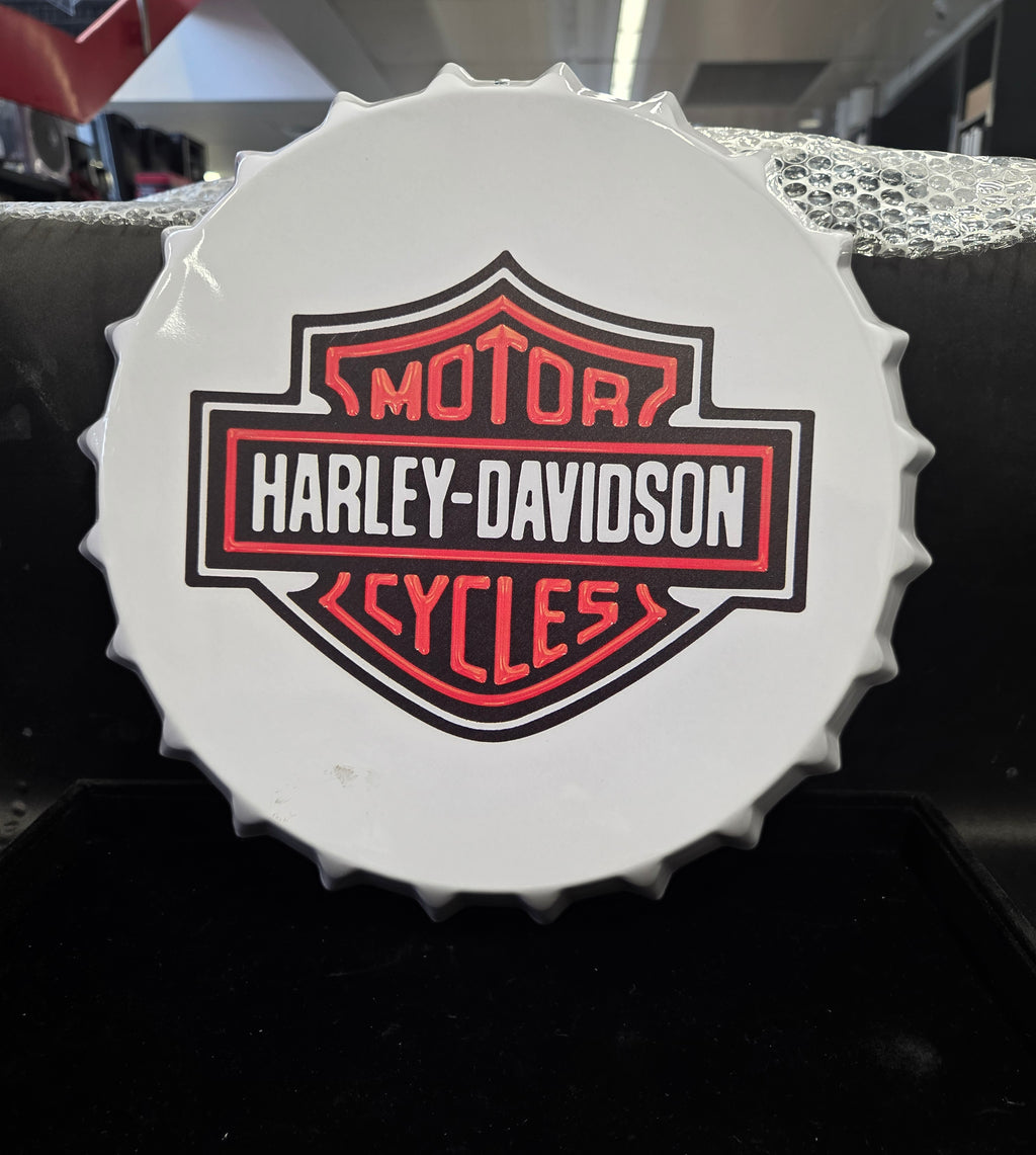 #P022 Harley-Davidson “Motor Cycles” Large Metal Bottle Cap Wall Sign ~ 40cm Man Cave Garage Decor