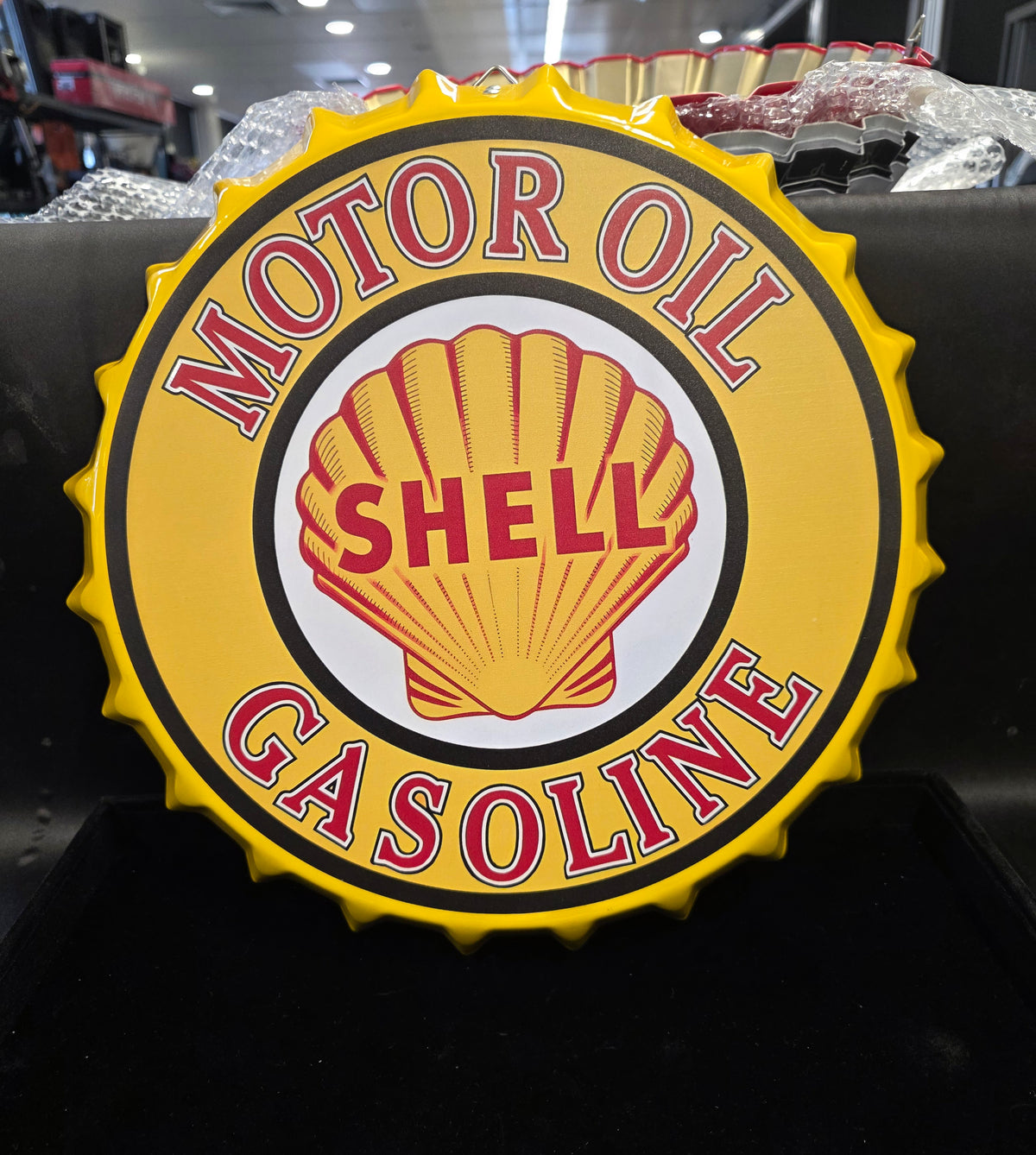 #P022 Vintage Style SHELL Motor Oil Gasoline Bottle Cap Metal Wall Sign 13" Decor