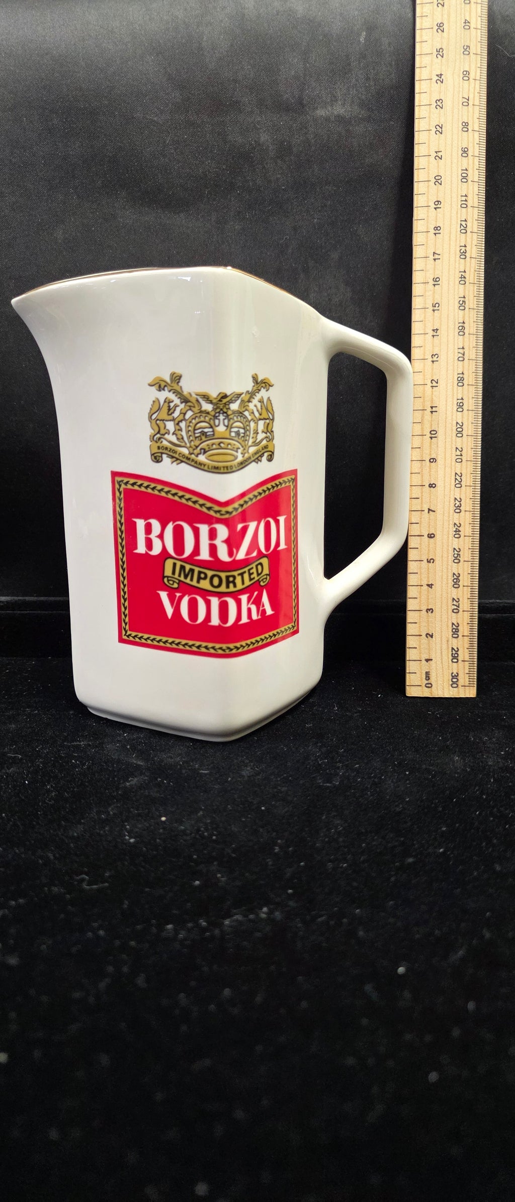 #P023 Vintage Borzoi Imported Vodka Ceramic Bar Pitcher Jug – Wade England Advertising Barware
