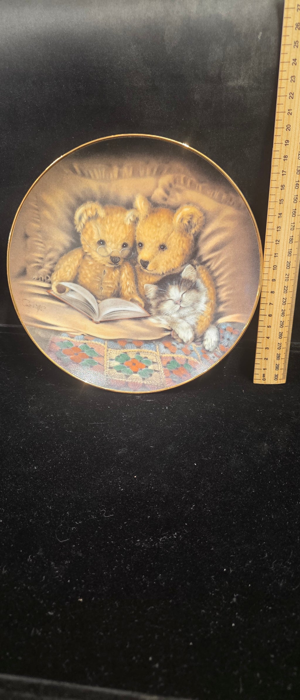 #P023 Franklin Mint “Bedtime Story” Sue Willis Teddy Bear & Kitten Limited Edition Plate
