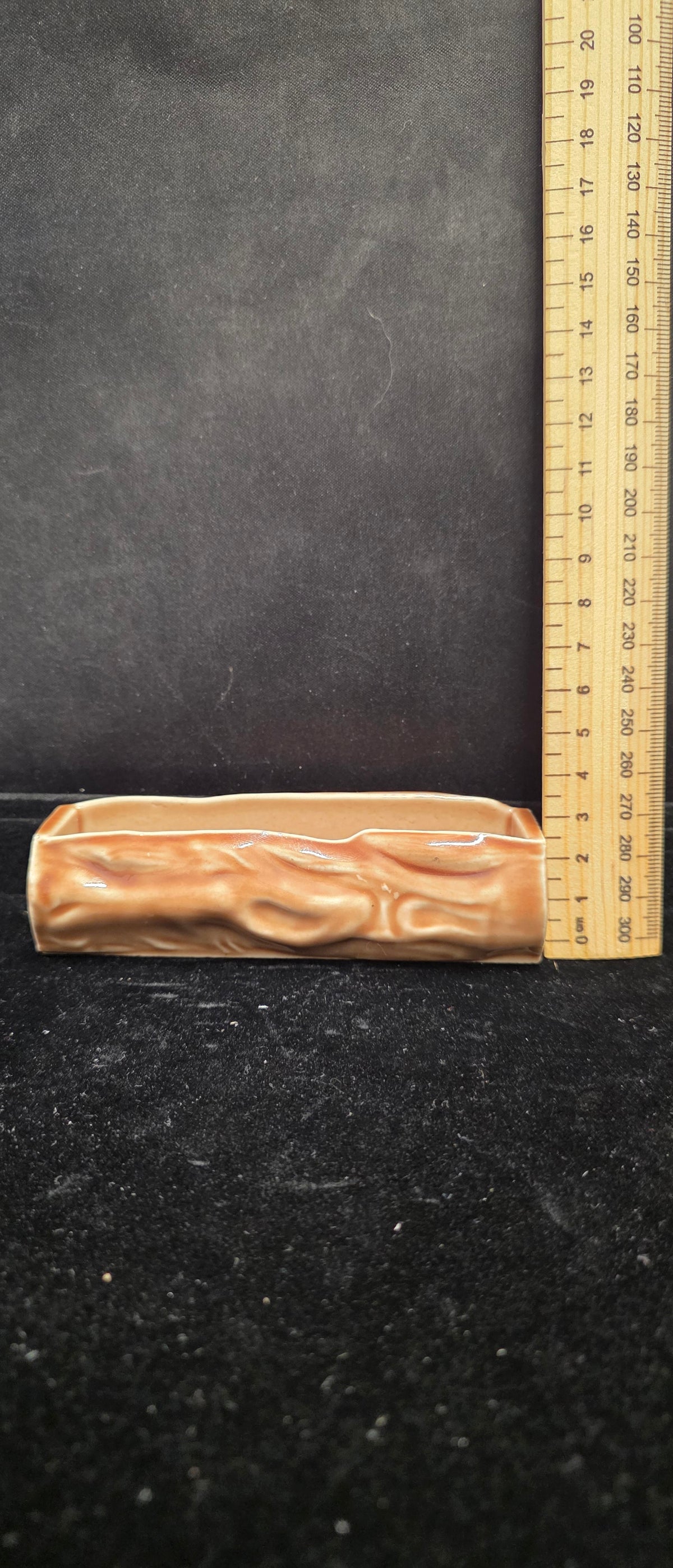 #P024 Vintage Wade England Ceramic Log Planter / Trough Trinket Dish ~ Brown MCM Pottery Decor