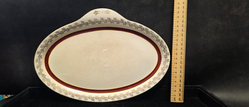 #P024 Vintage Made in England Oval Serving Platter – Ivy Border, 13.5" Oval Dish