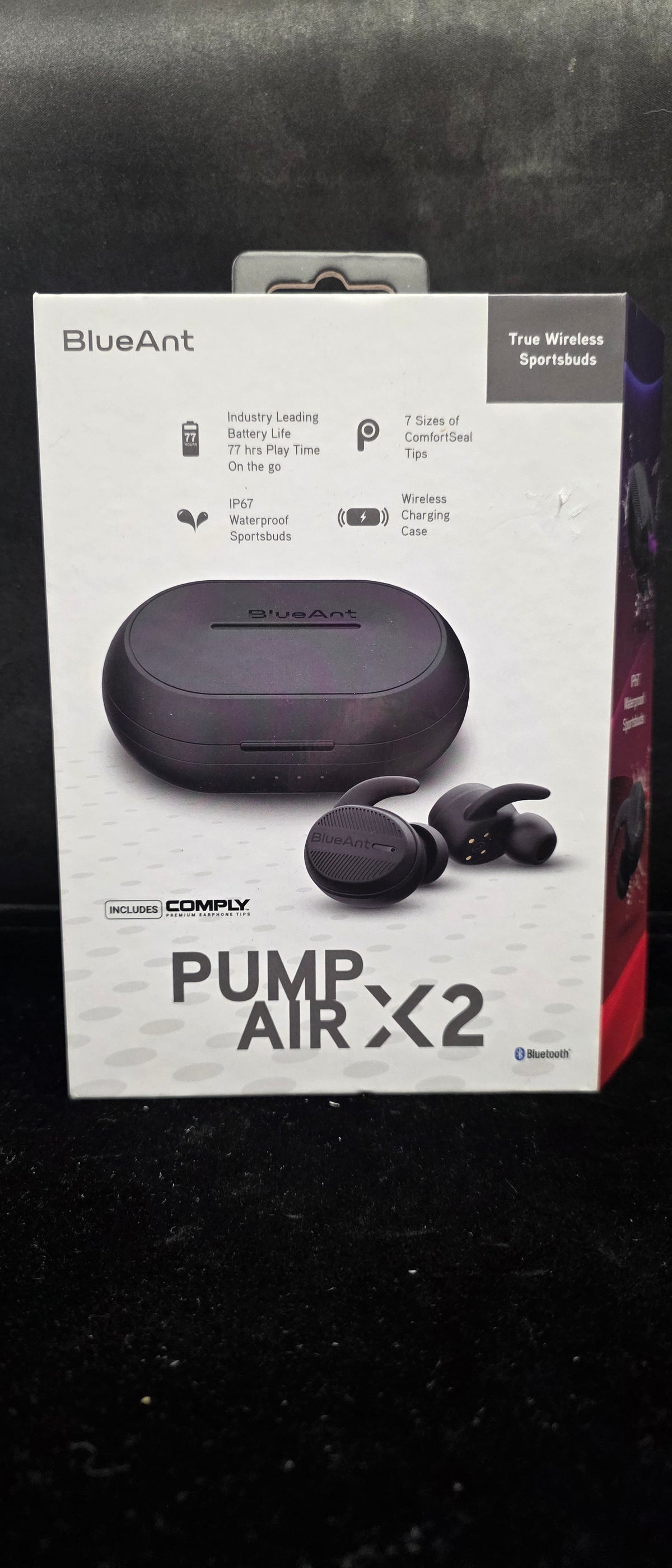 #P024 BlueAnt Pump Air X2 True Wireless Sportsbuds Earbuds IP67 Waterproof – Black Boxed Complete