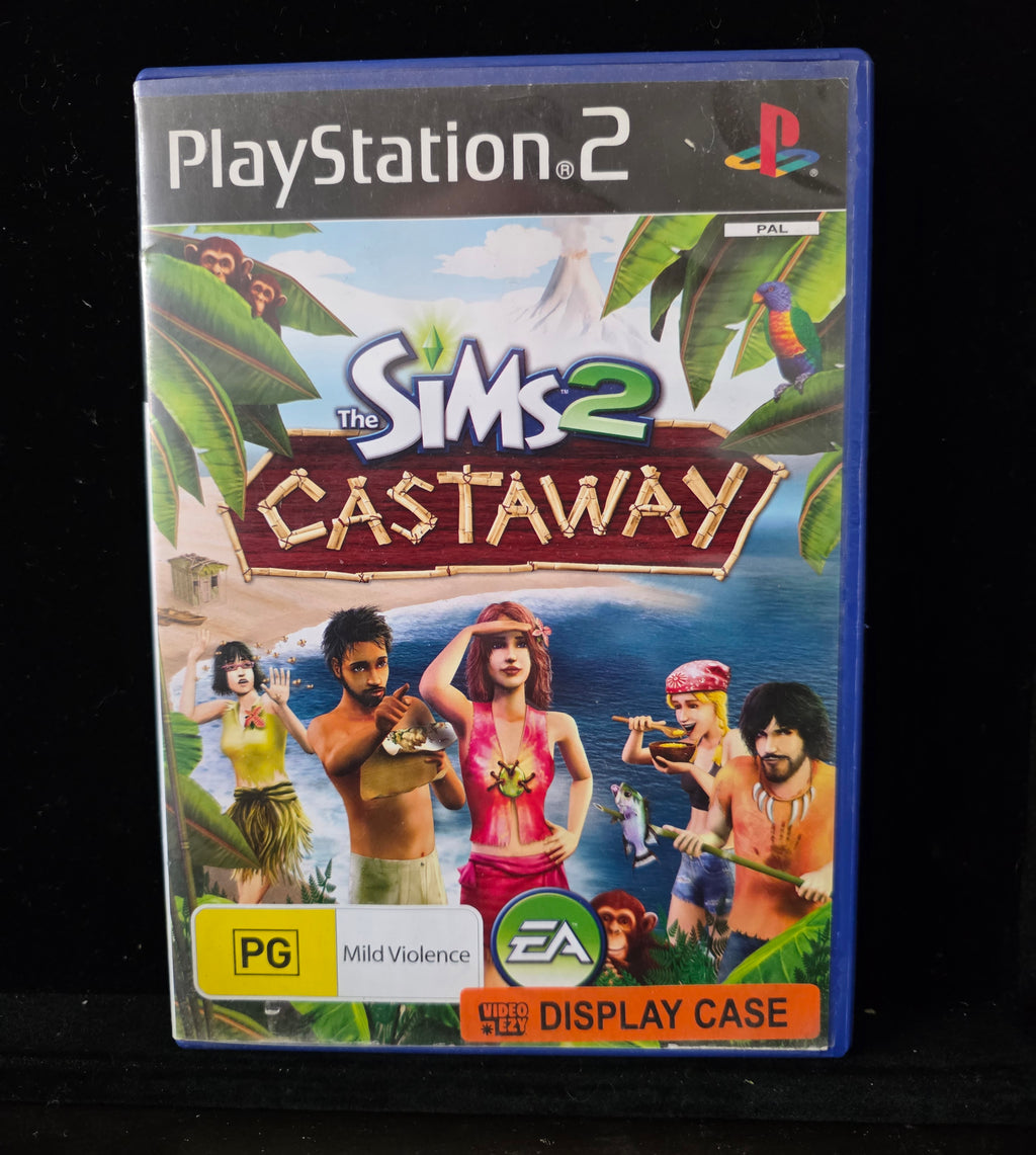 #P027 PS2 The Sims 2: Castaway (PAL) – Video Ezy Display Case, Complete Game Australia PG