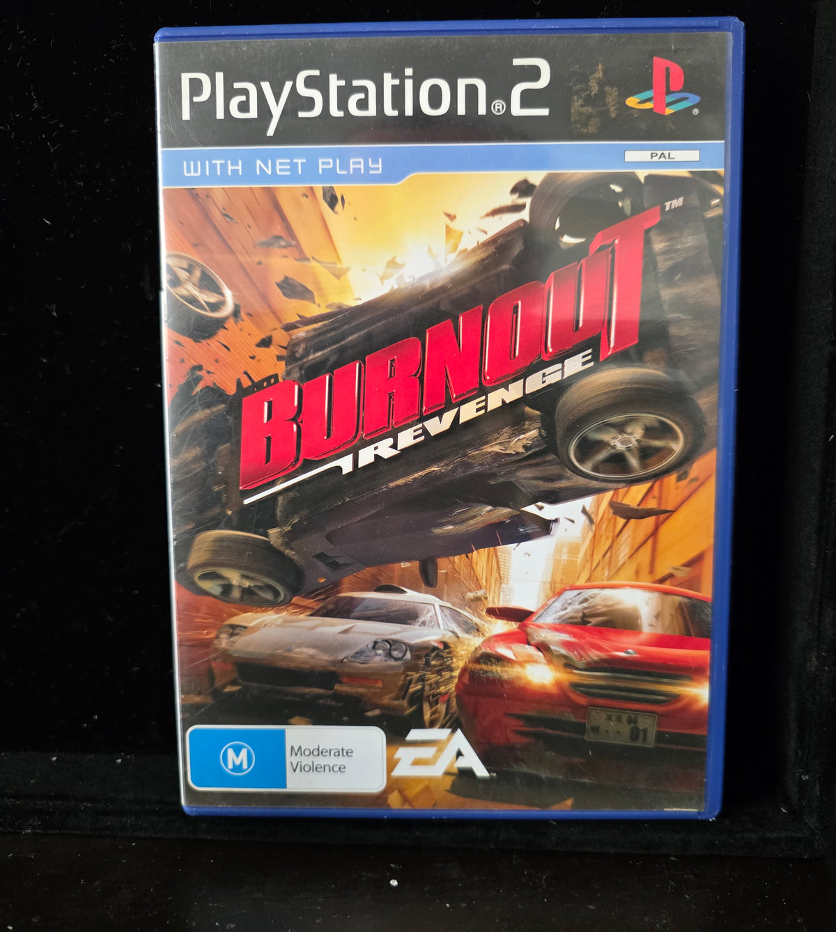 #P028 Burnout Revenge (Sony PlayStation 2, PAL) – Complete CIB, EA Net Play, M Rating