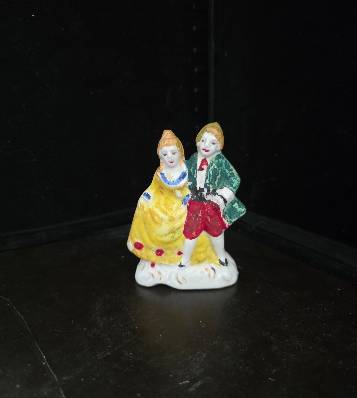 #P027 Vintage Hand-Painted Mini Porcelain Victorian Couple Figurine