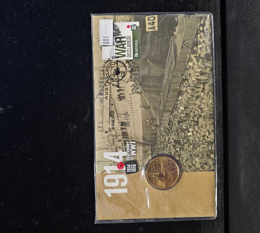 #001 1914 WWI Centenary PNC – Australia Post & RAM $1 Coin + 70c Stamp (Issue 6)