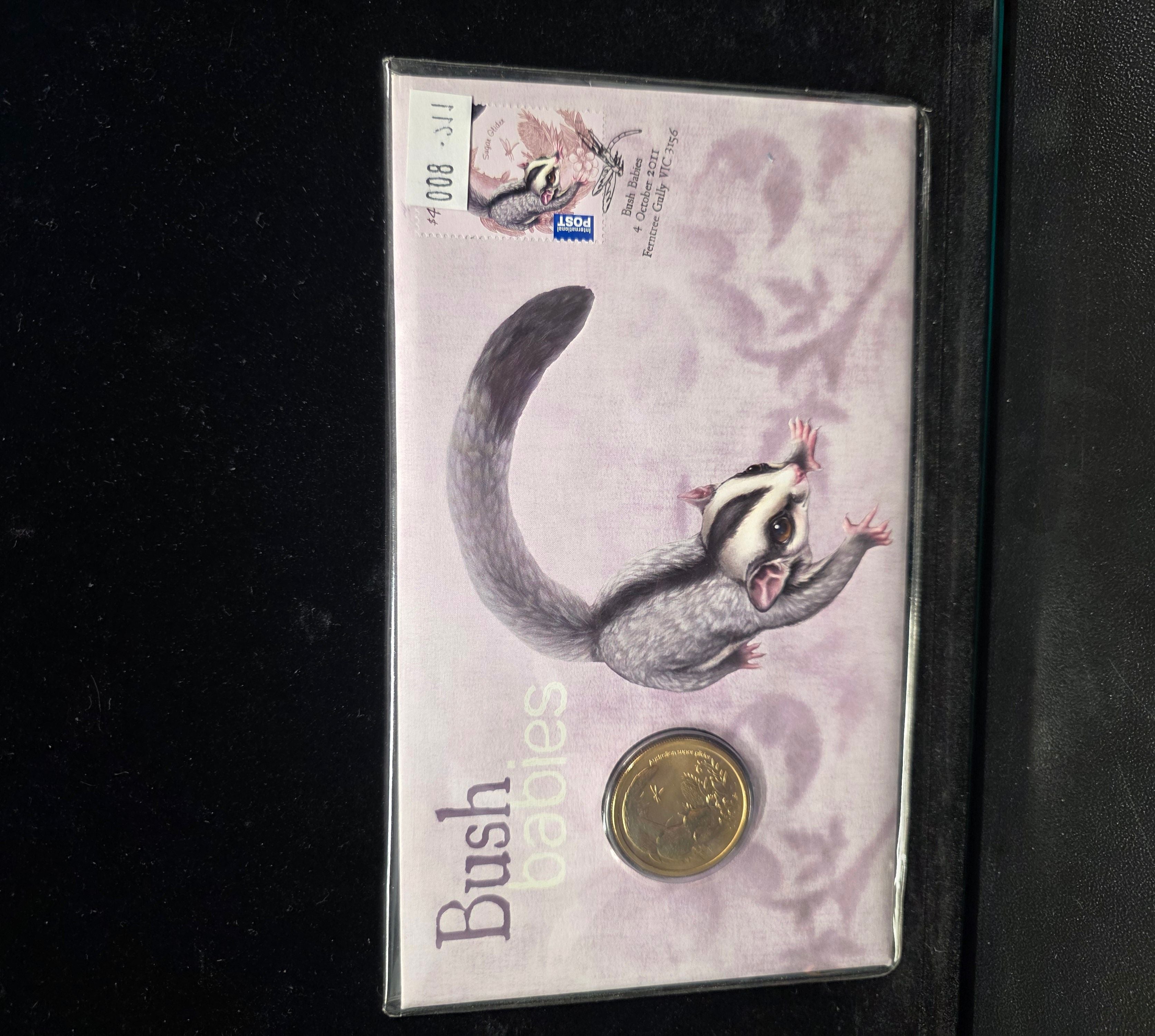 #008 2011 Bush Babies Sugar Glider Stamp & Coin Cover – Australia Post Collectible