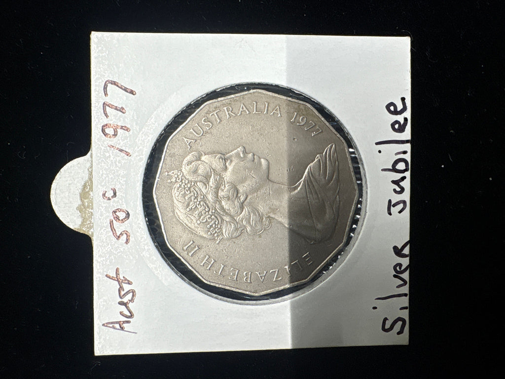 #M108 1977 Australia Silver Jubilee 50c Coin (Circulated)