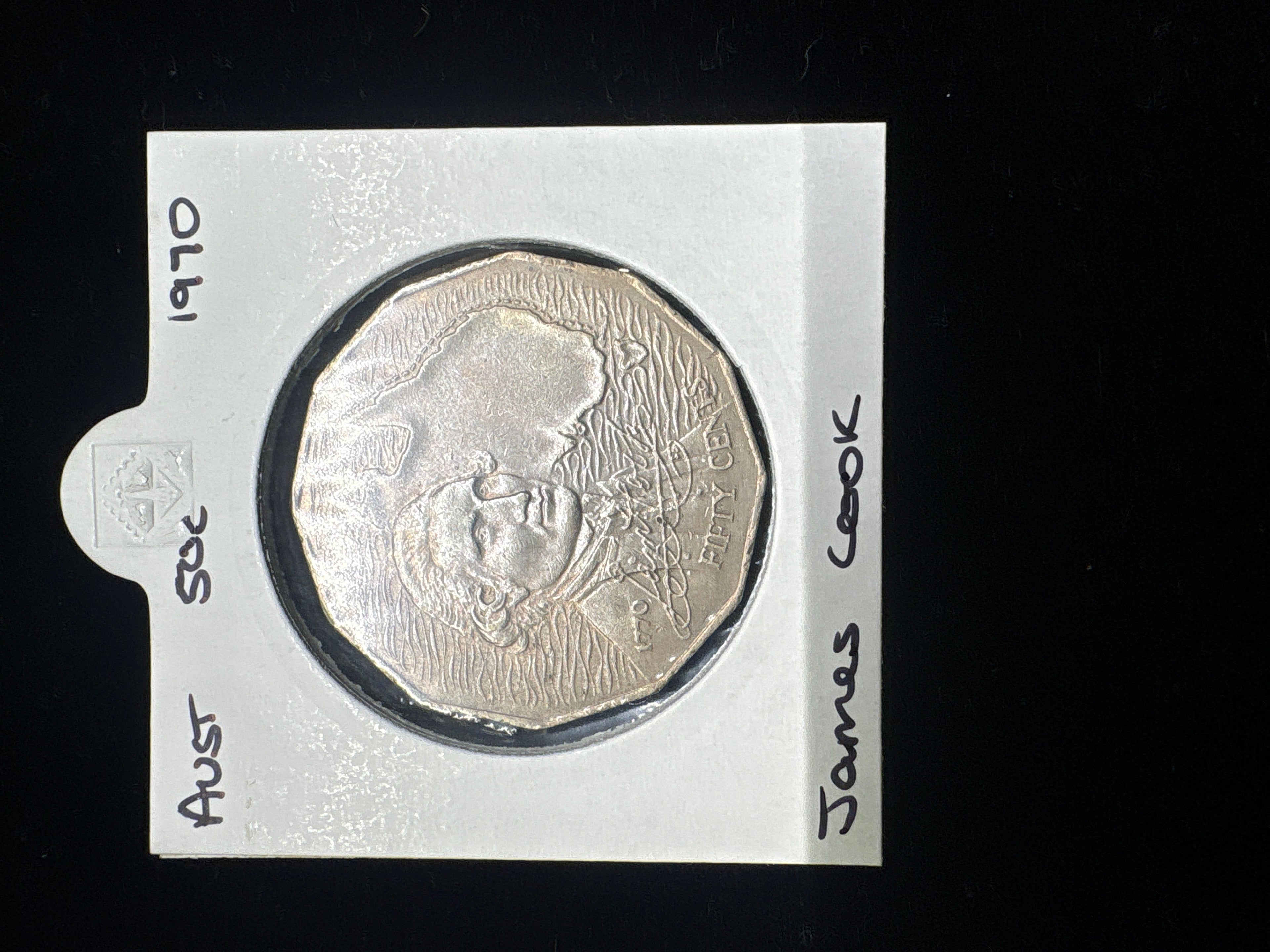 #M103 1970 Australia Captain Cook 50c Commemorative Coin – Silver‑Clad Round Fifty Cent Piece (Circulated)