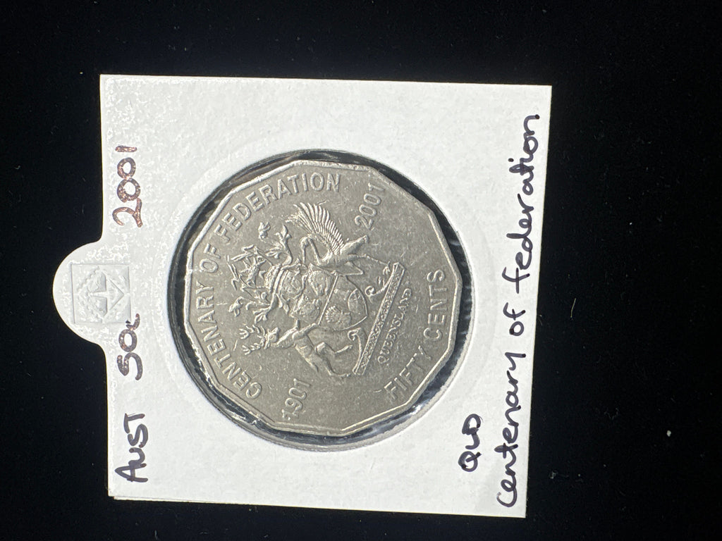 #M116 2001 Australia 50c – Centenary of Federation Queensland Coat of Arms Coin