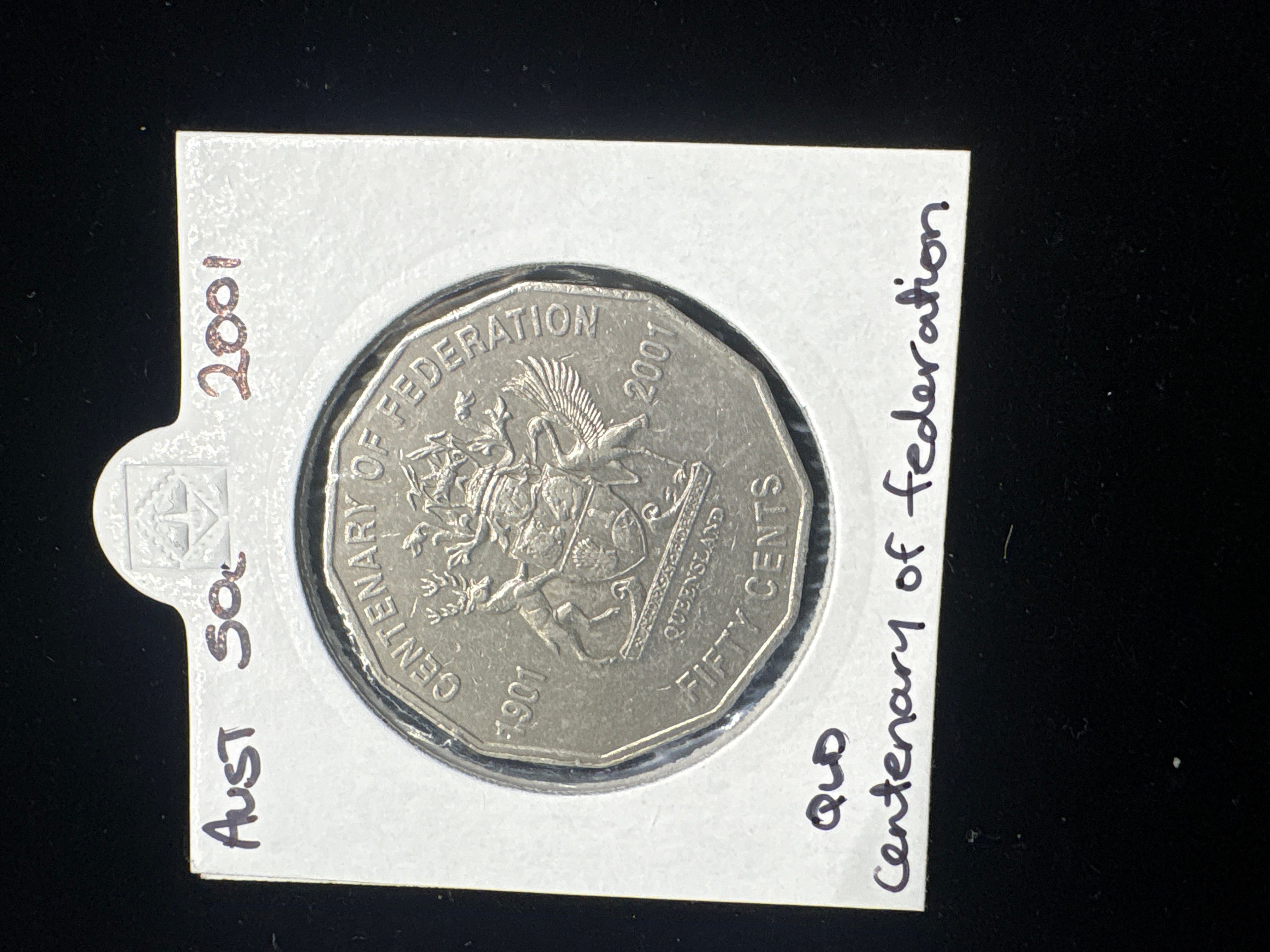 #M116 2001 Australia 50c – Centenary of Federation Queensland Coat of Arms Coin