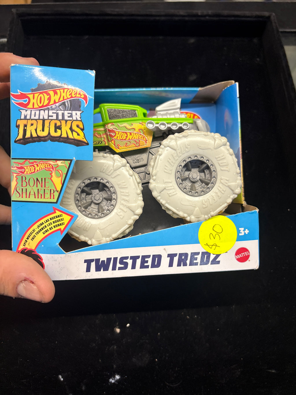 #C113 Hot Wheels Monster Trucks Twisted Tredz Bone Shaker – Rare White‑Tread Edition – New in Box