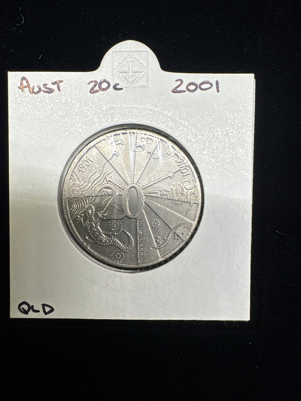 #M176 2001 Australia Centenary of Federation 20c – Queensland Design Coin in 2x2 Holder