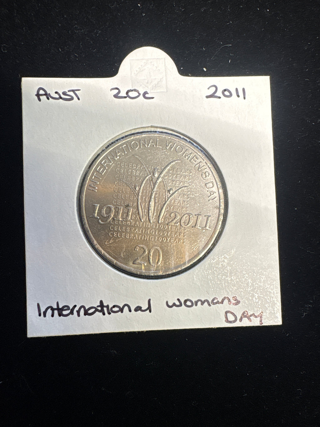 #M216 2011 Australia 20c International Women’s Day Commemorative Coin – BU in 2x2 Holder