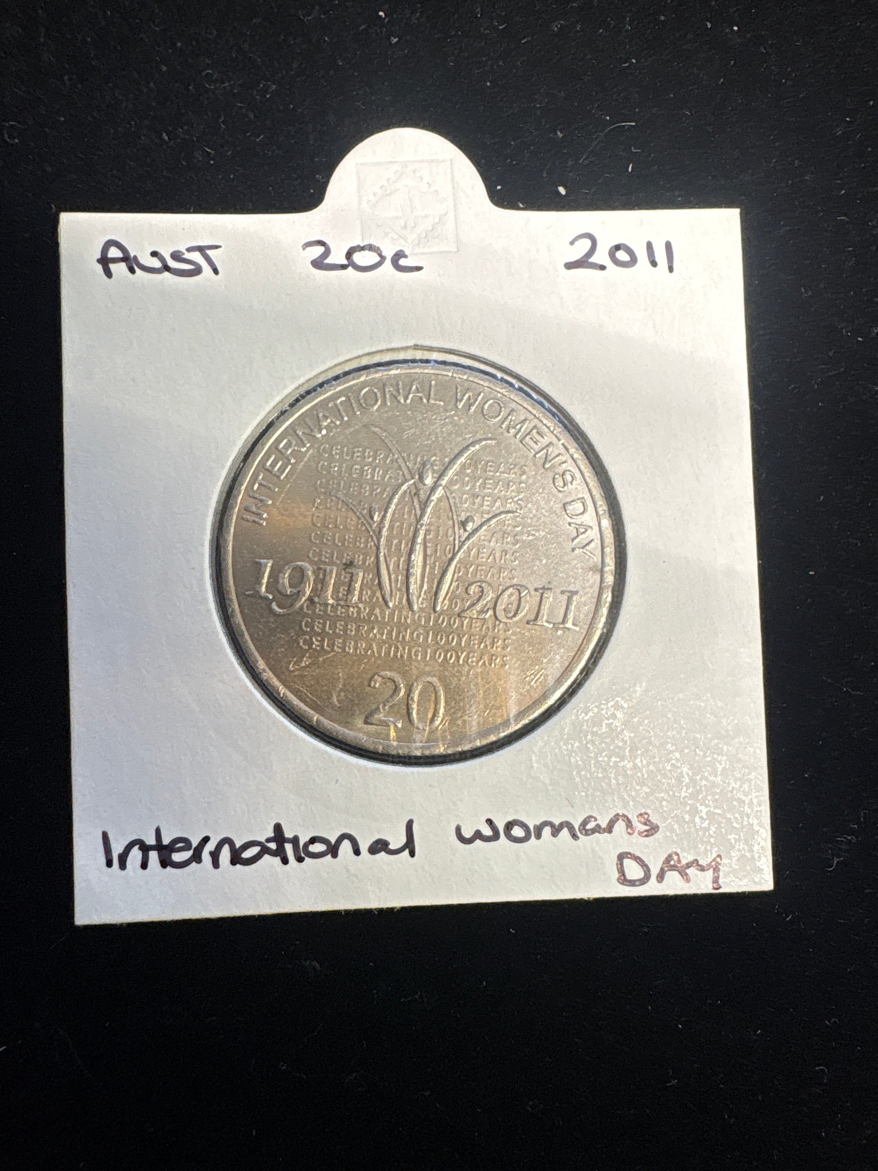 #M216 2011 Australia 20c International Women’s Day Commemorative Coin – BU in 2x2 Holder