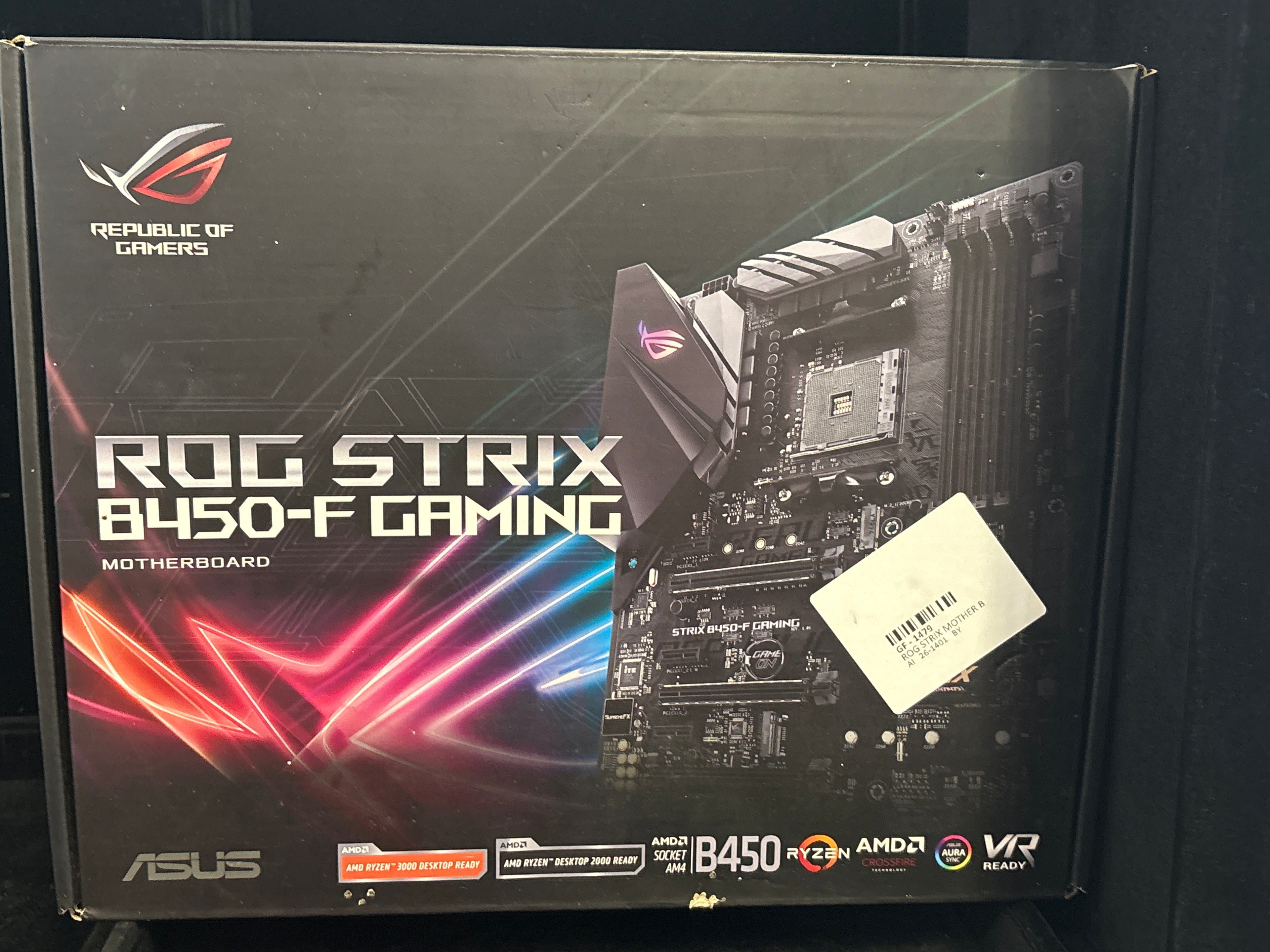 #P001 ASUS ROG Strix B450‑F Gaming Motherboard – AM4, Aura Sync, ATX, Ryzen Ready
