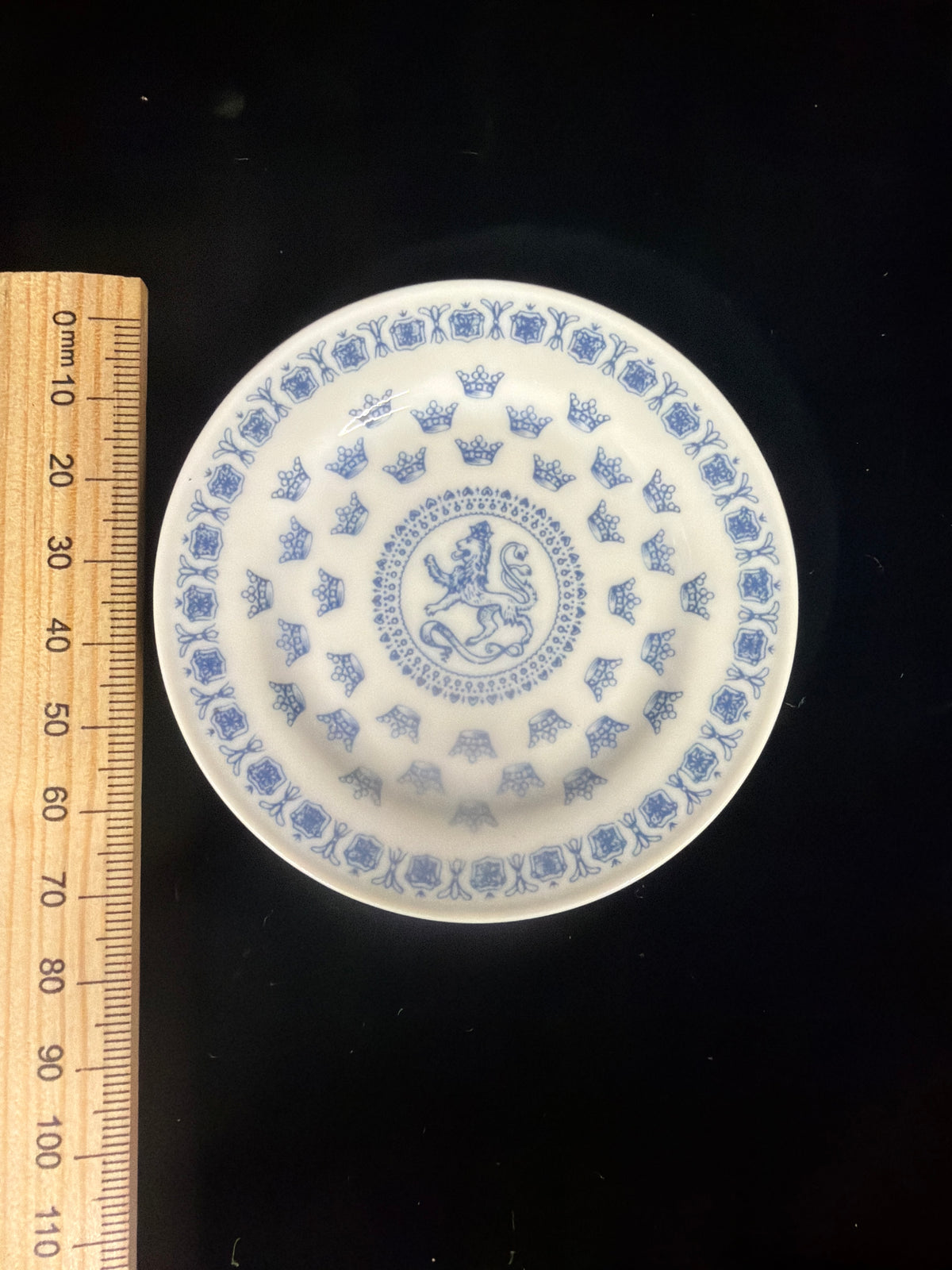 #P030 Vintage Rörstrand Sweden “SVEA” Blue Lion & Crowns Mini Saucer / Trinket Dish ~3.5” Scandinavian Porcelain