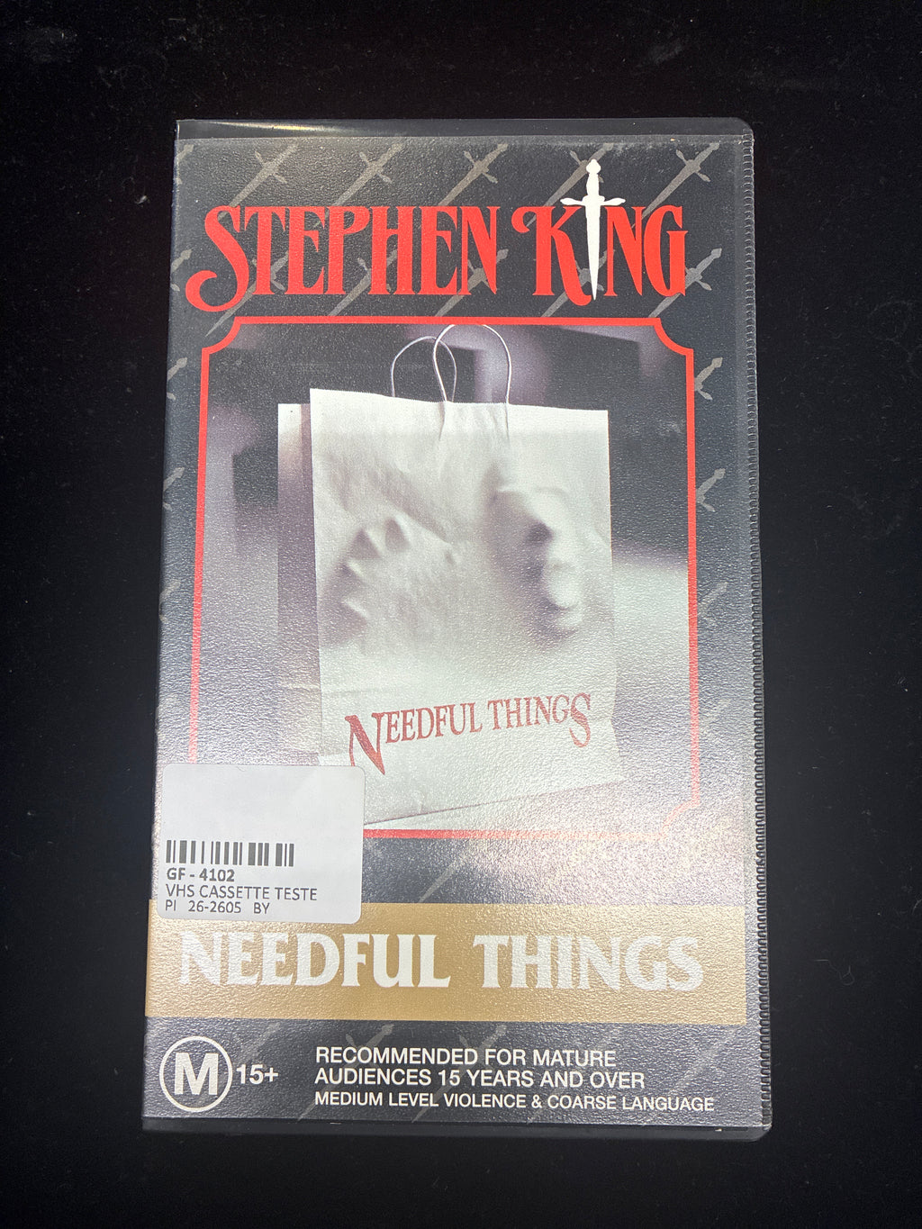 #PO14 Stephen King *Needful Things* (1995) VHS – Time Life Video – M15+ Vintage Horror Collectible