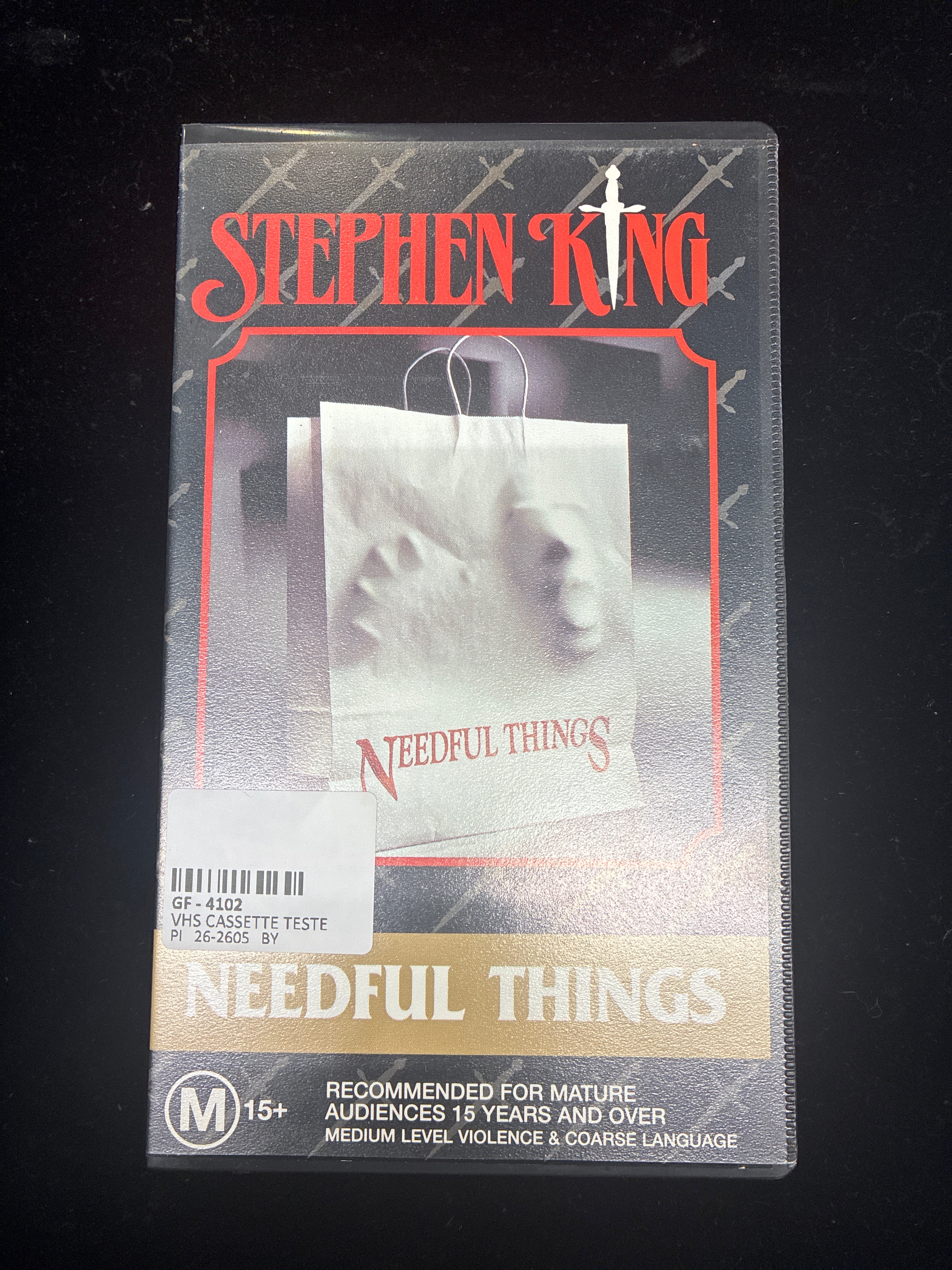 #PO14 Stephen King *Needful Things* (1995) VHS – Time Life Video – M15+ Vintage Horror Collectible