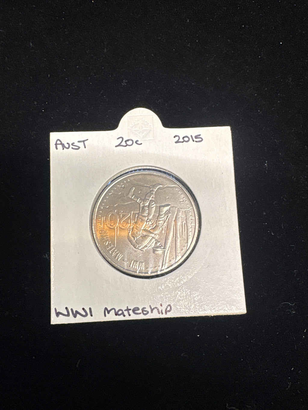 #M204 2015 Australia WWI Mateship 20c Commemorative Coin in 2x2 Holder