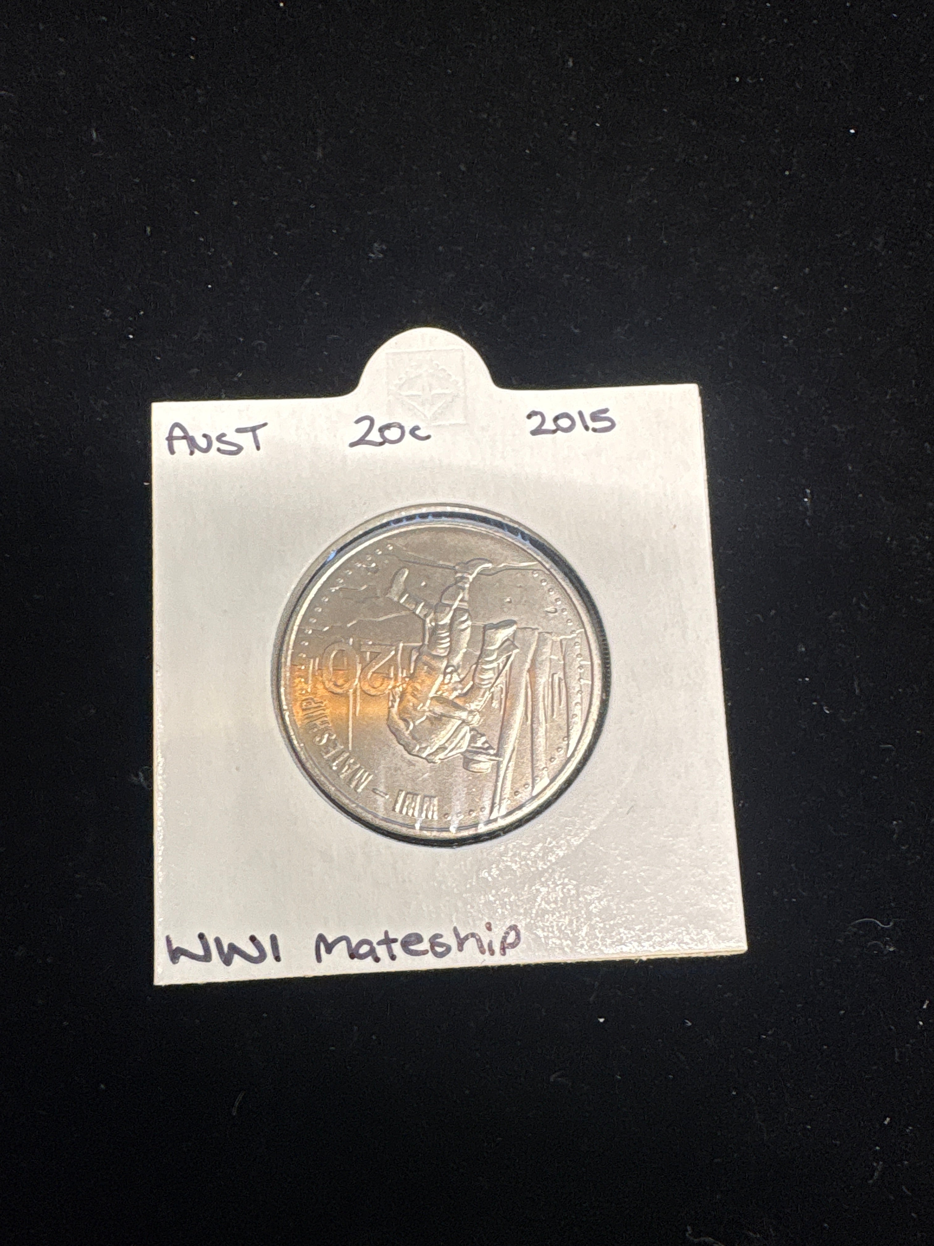 #M204 2015 Australia WWI Mateship 20c Commemorative Coin in 2x2 Holder