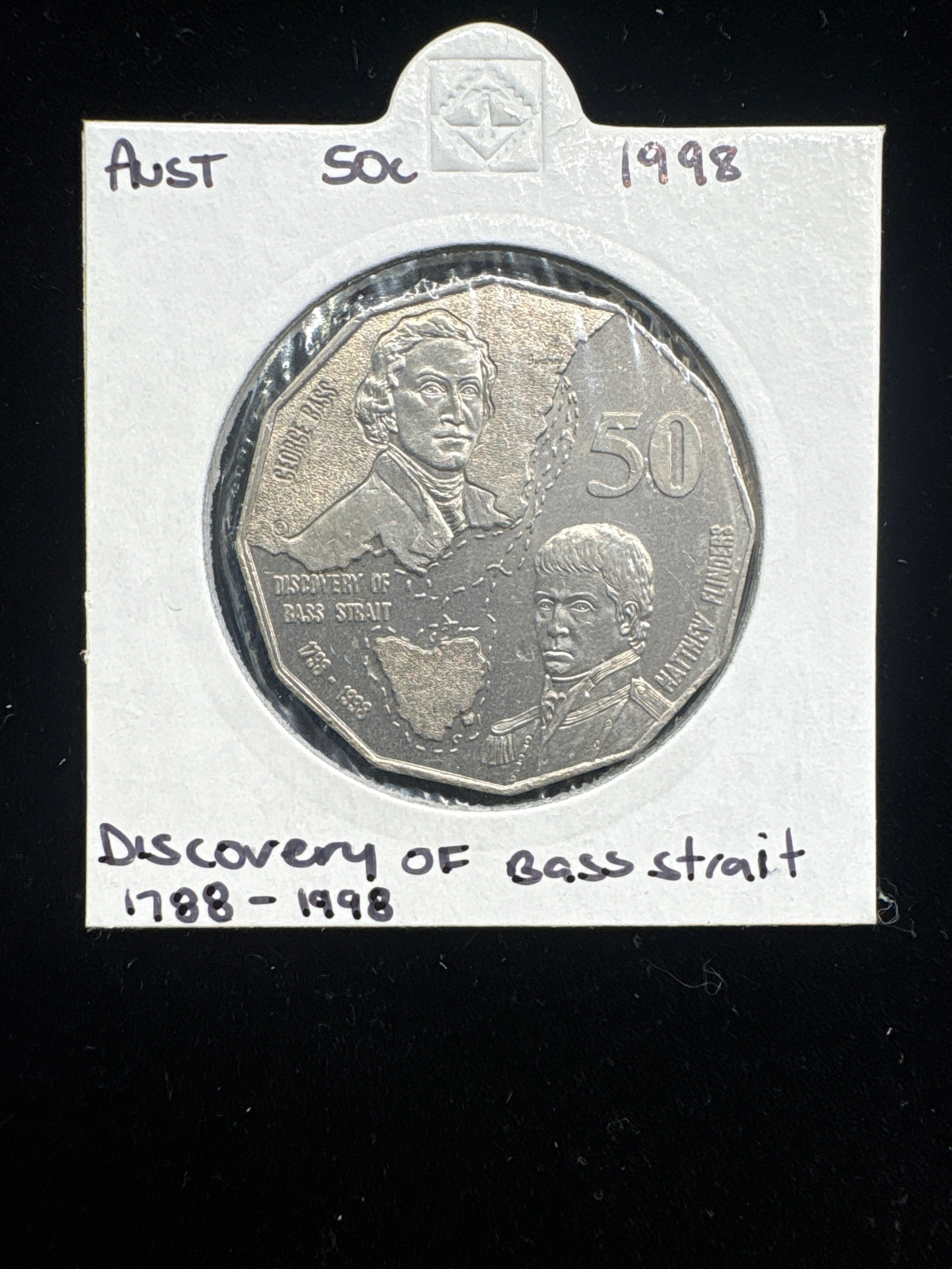 #M130 1998 Australia 50c • Discovery of Bass Strait Bicentenary Coin • Uncirculated in Holder