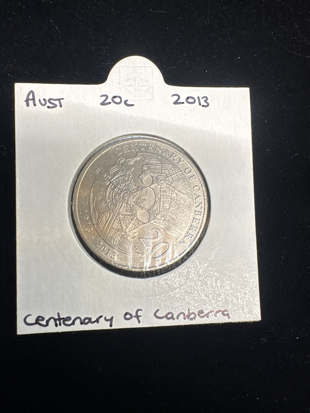 #M205 2013 Australia 20c Centenary of Canberra Commemorative Coin in Holder