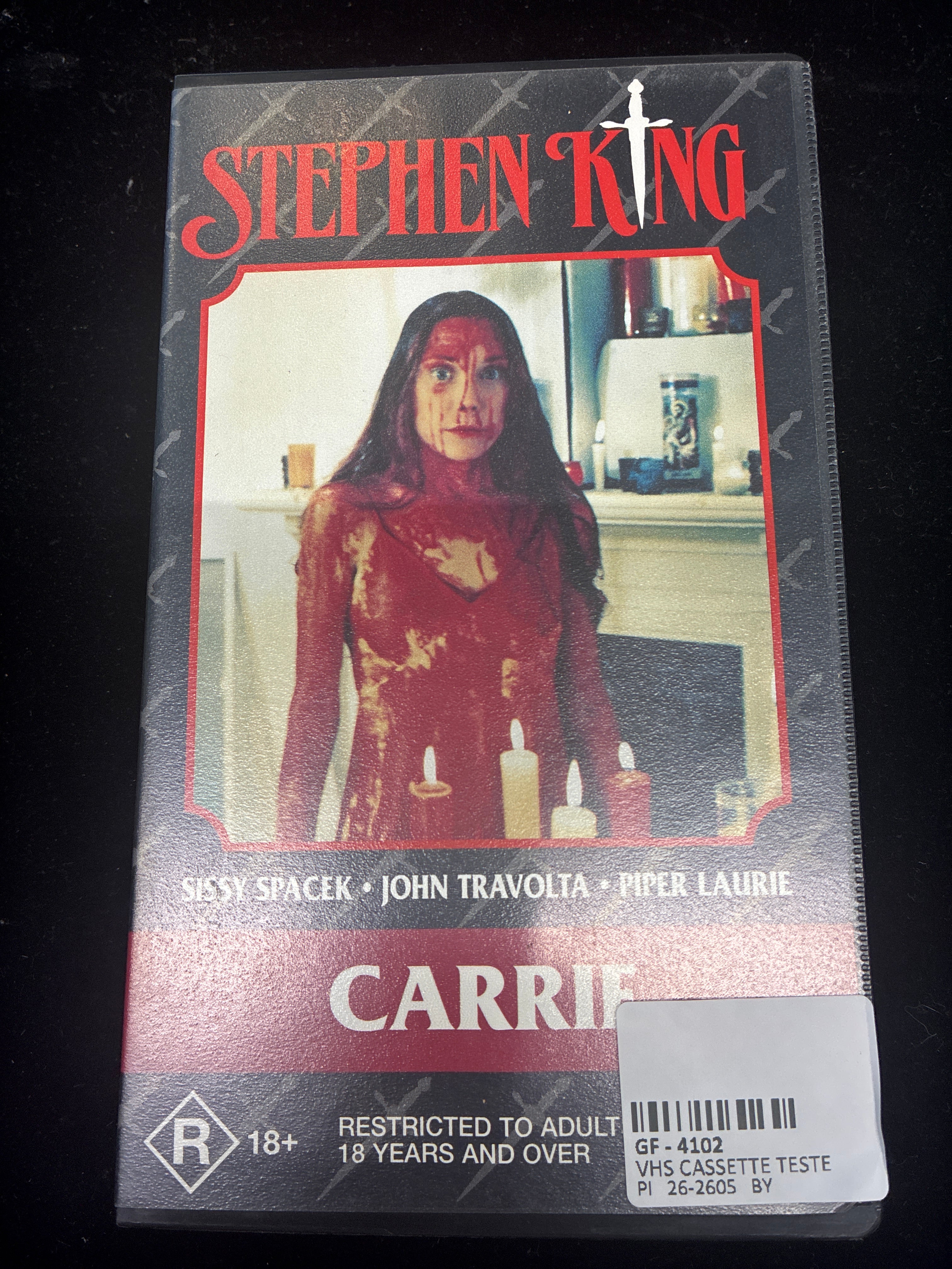 #PO14  Stephen King’s *Carrie* VHS – Time‑Life Video Release (R18+, Vintage Horror Collectible)