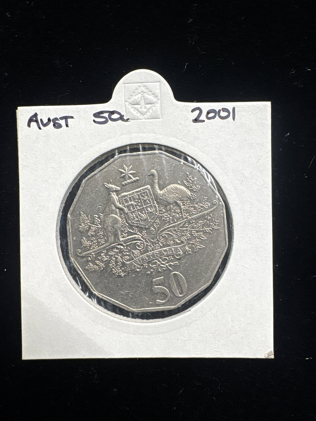 #M124 2001 Australia 50c Coat of Arms Circulation Coin (In 2x2 Holder)