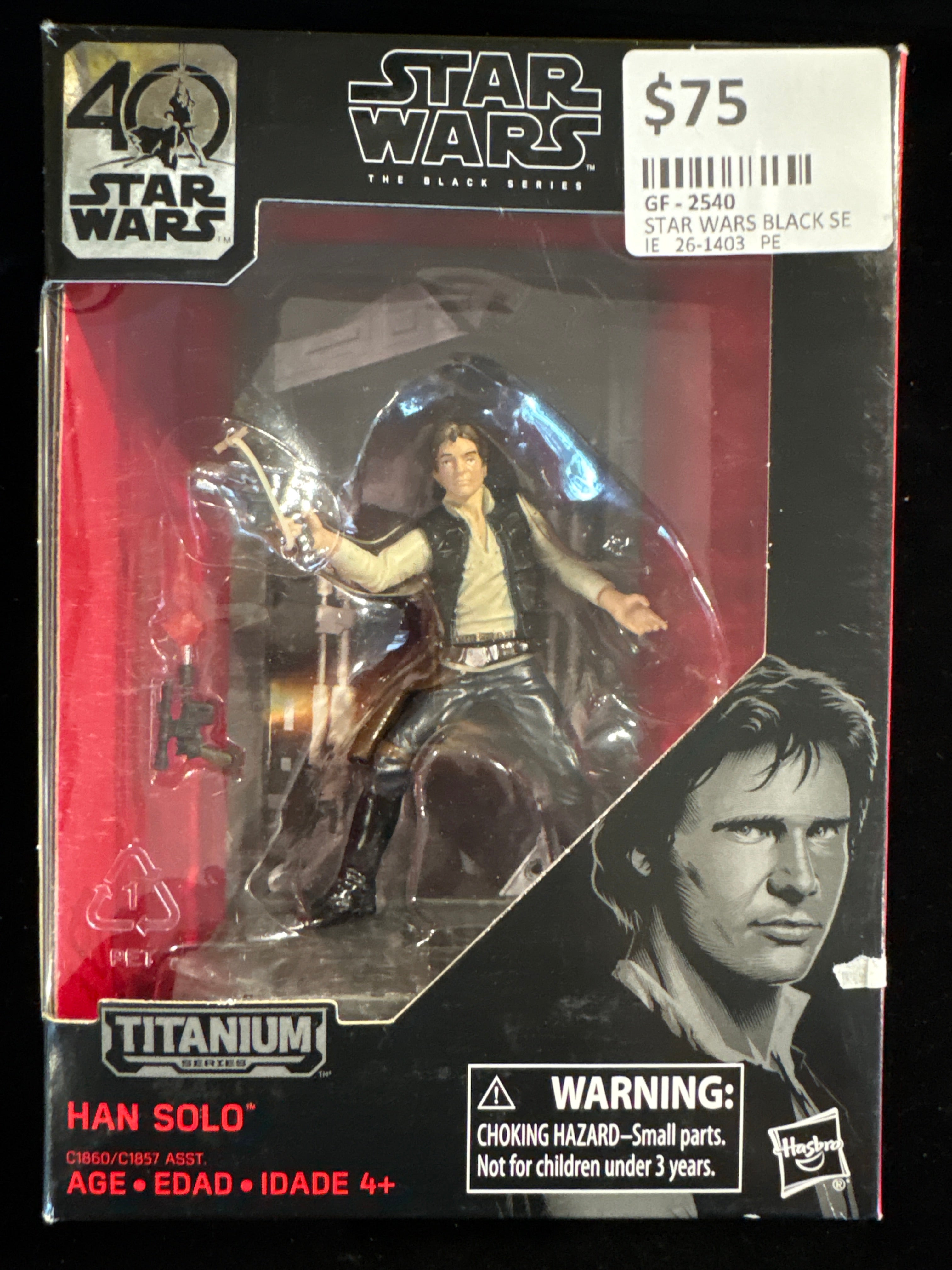 #2540 Star Wars Black Series Titanium Han Solo 40th Anniversary Figure (Hasbro)