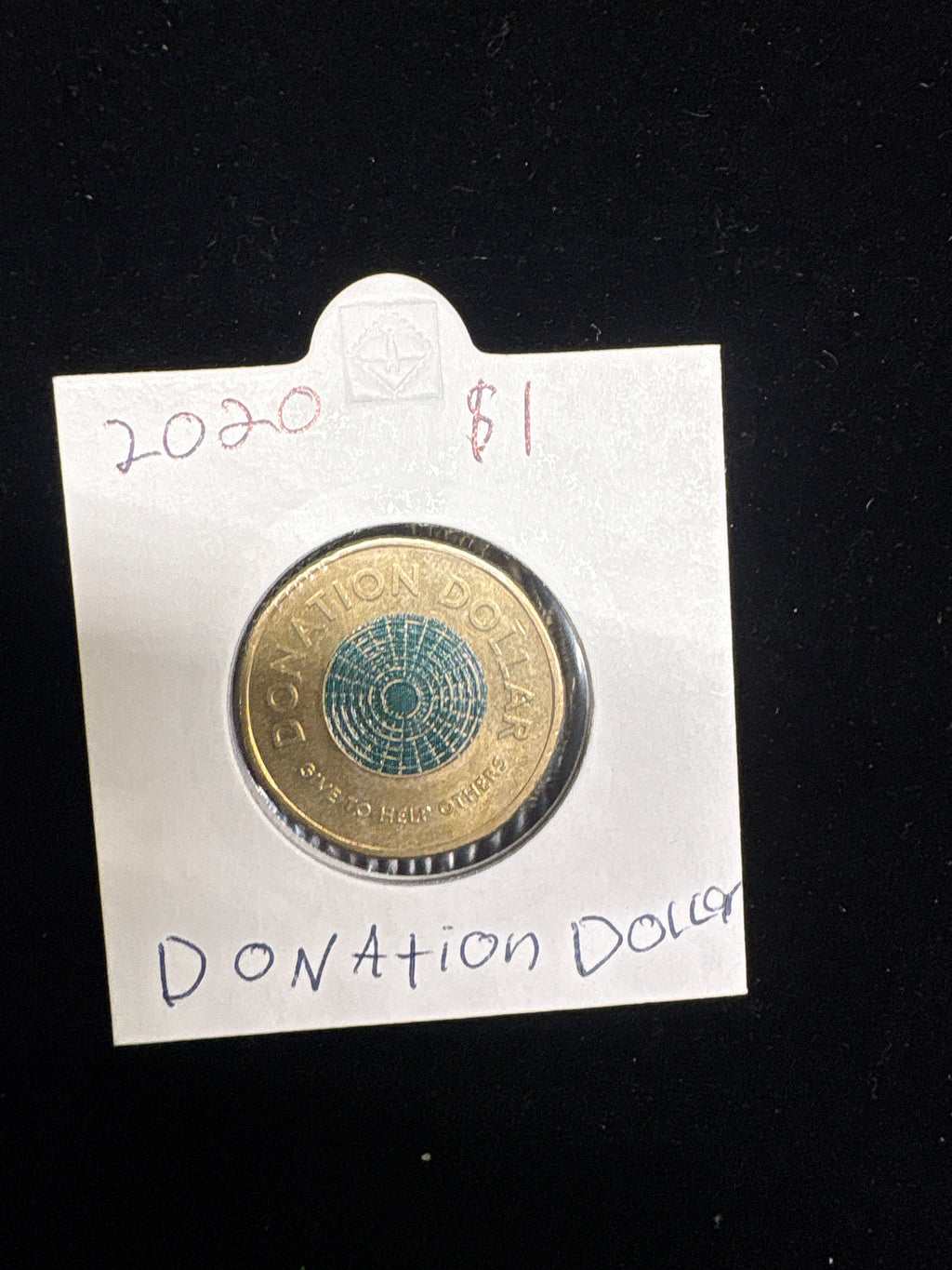 #M196 2020 Australia $1 Donation Dollar – Coloured Circulating Coin in 2x2 Holder