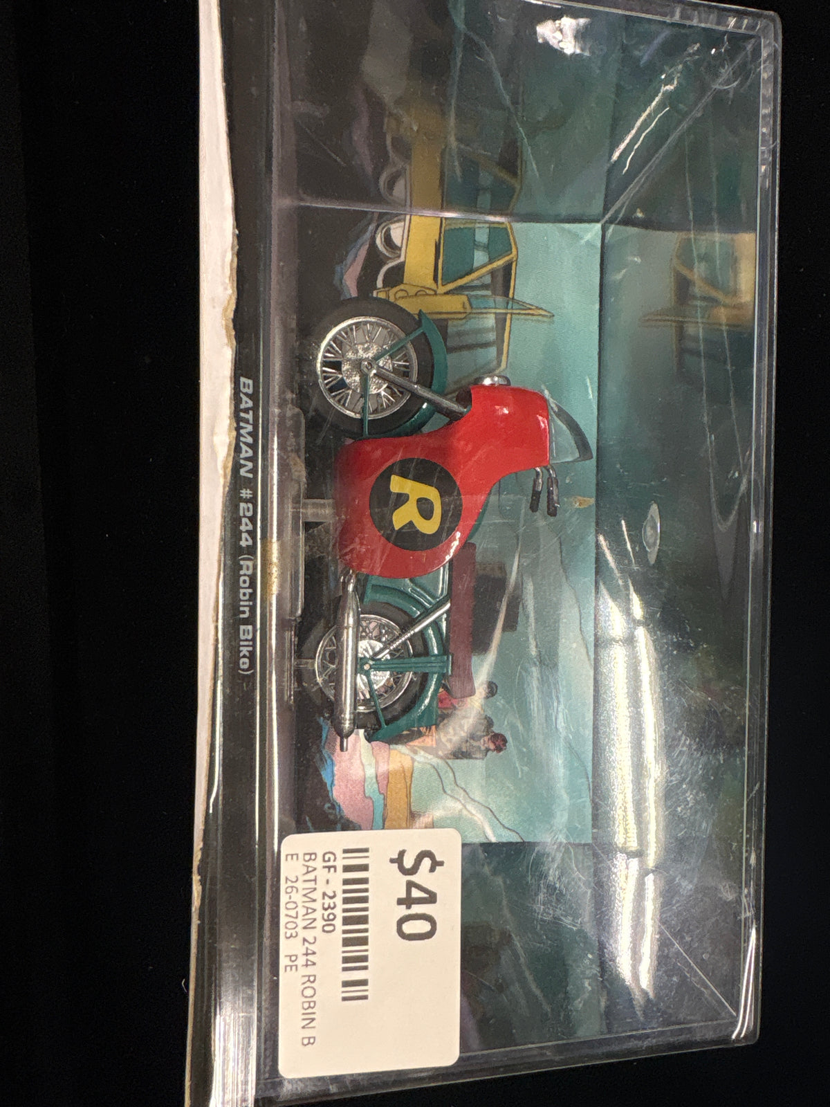 #2390 Batman #244 Robin Bike Die‑Cast – Vintage DC Collectible in Blister Pack