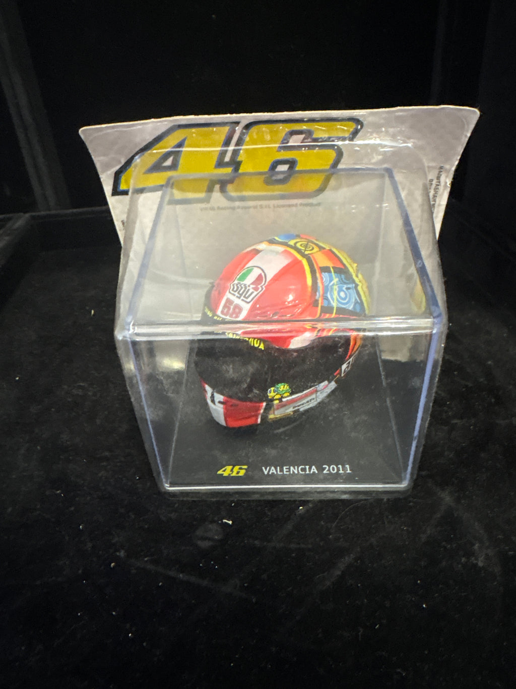 #P004 Valentino Rossi #46 Mini Helmet – Valencia 2011 Display Model (Centauria)
