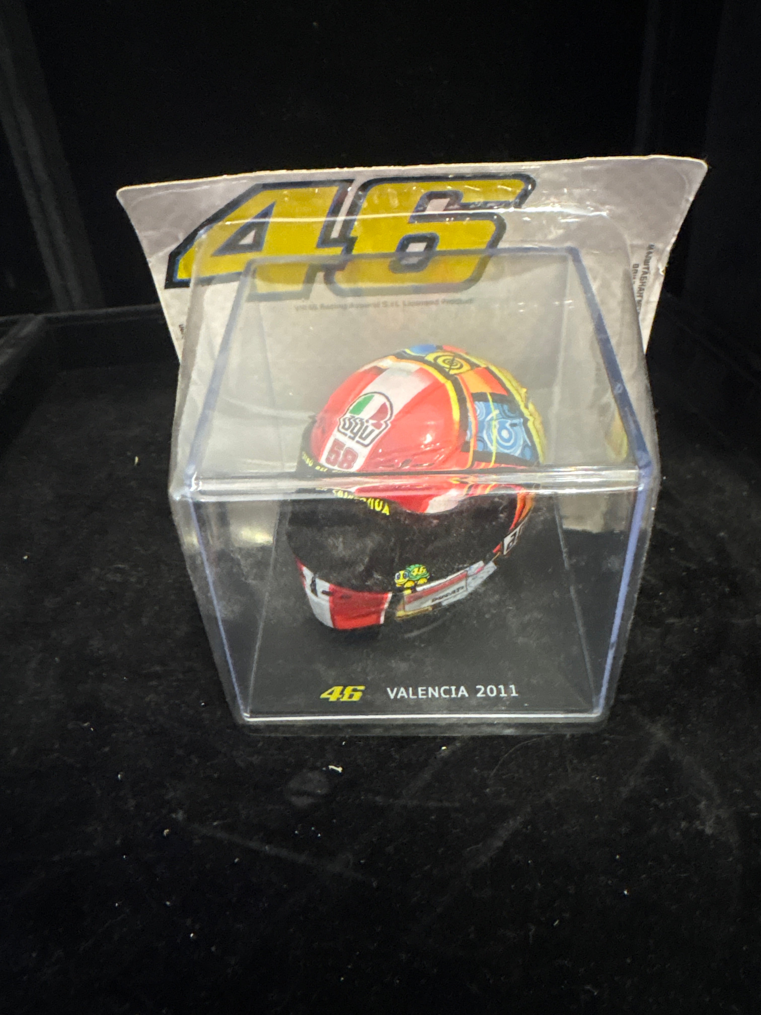 #P004 Valentino Rossi #46 Mini Helmet – Valencia 2011 Display Model (Centauria)