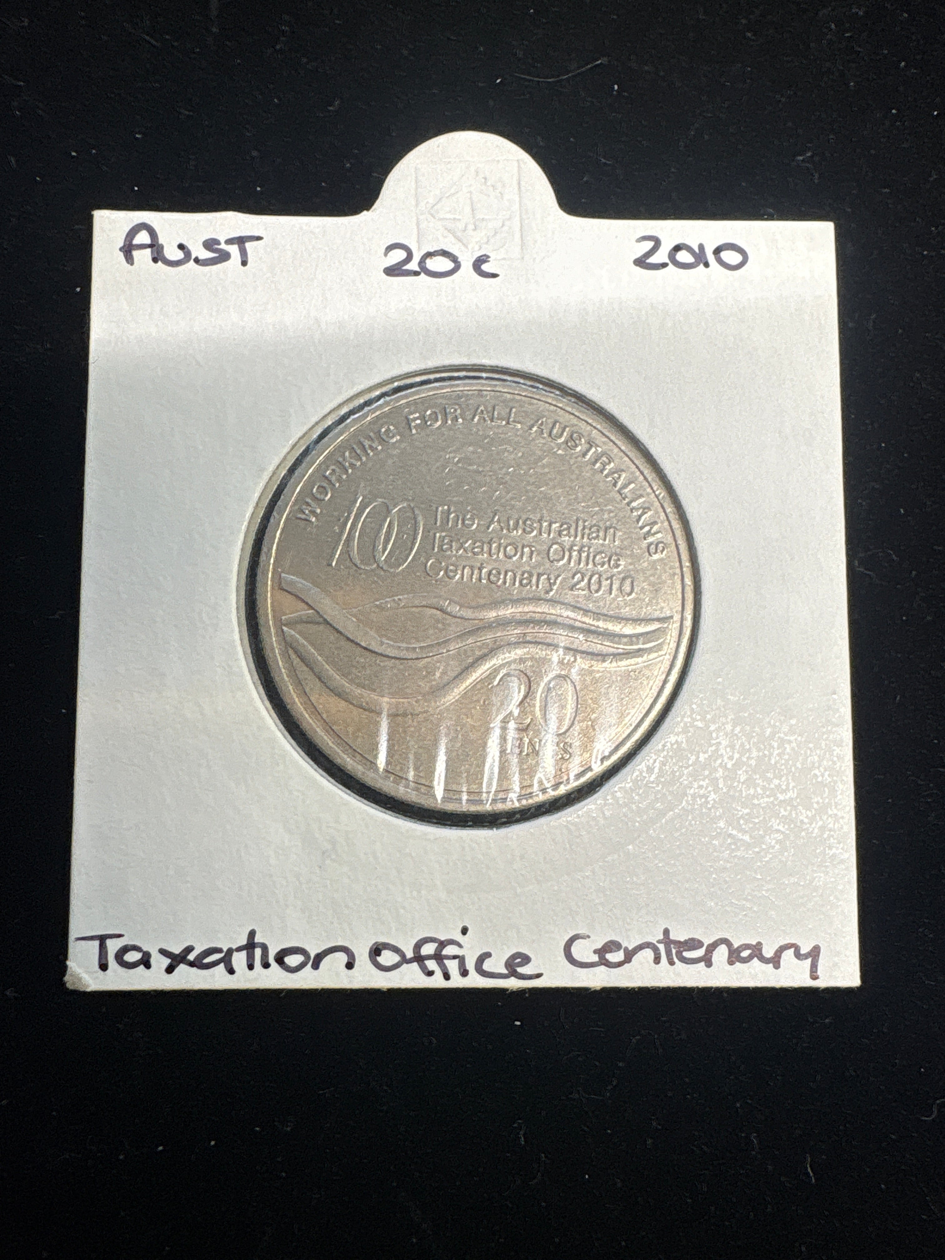 #m197 2010 Australia 20c Taxation Office Centenary Commemorative Coin (Circulated)